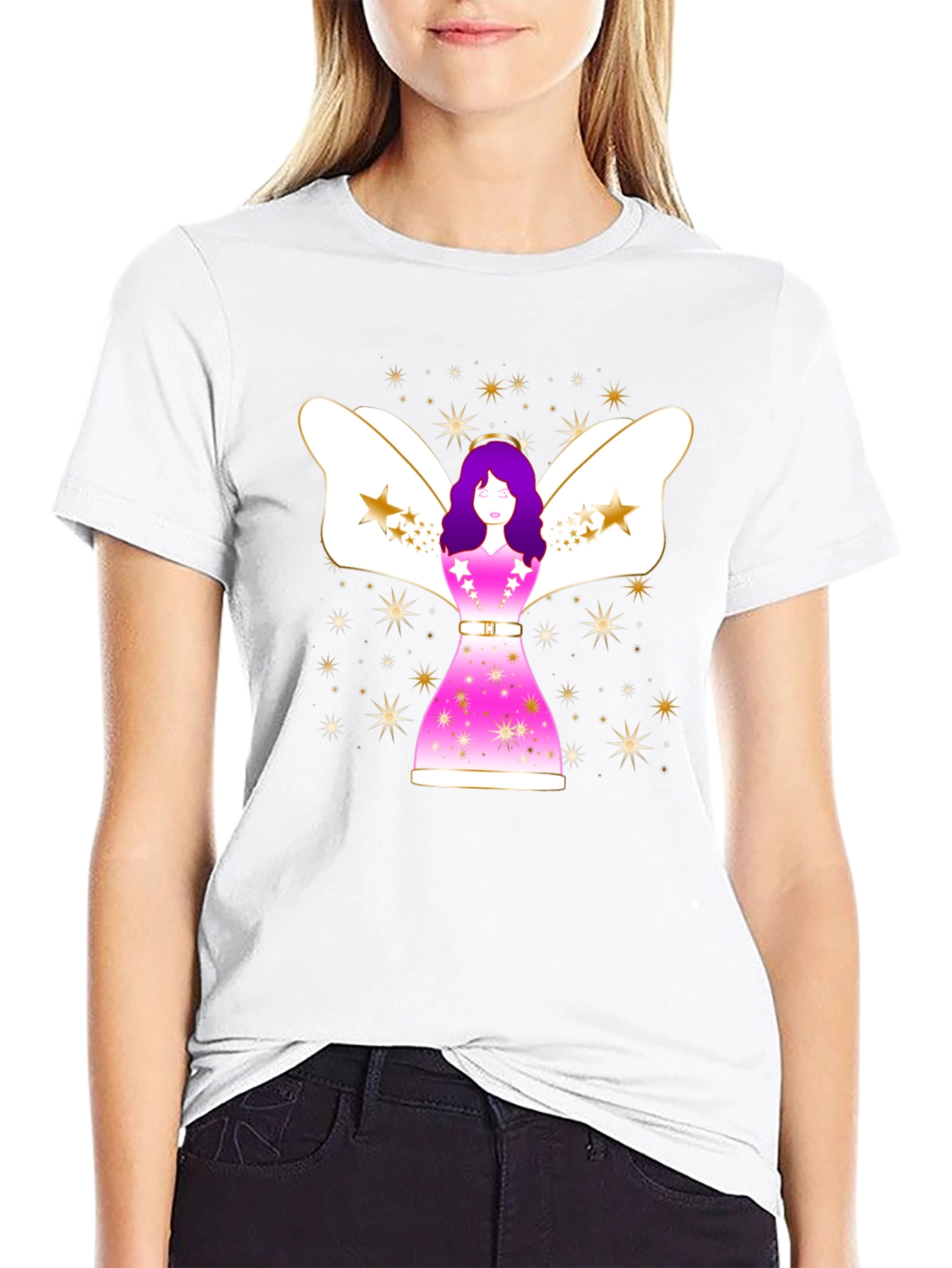 Angel Star Graphic Black T-Shirt