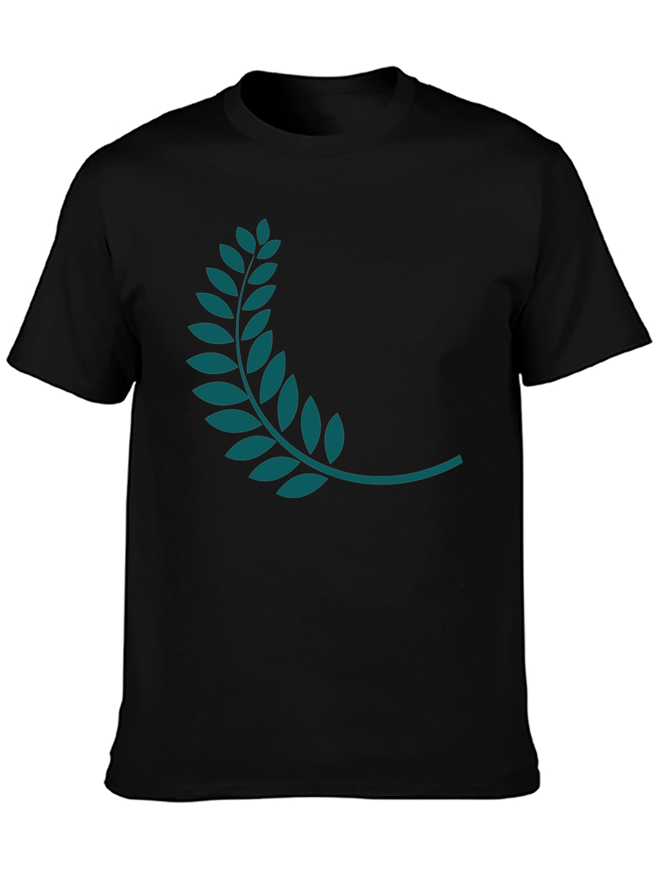 Black Tee with Teal Laurel Wreath Graphic