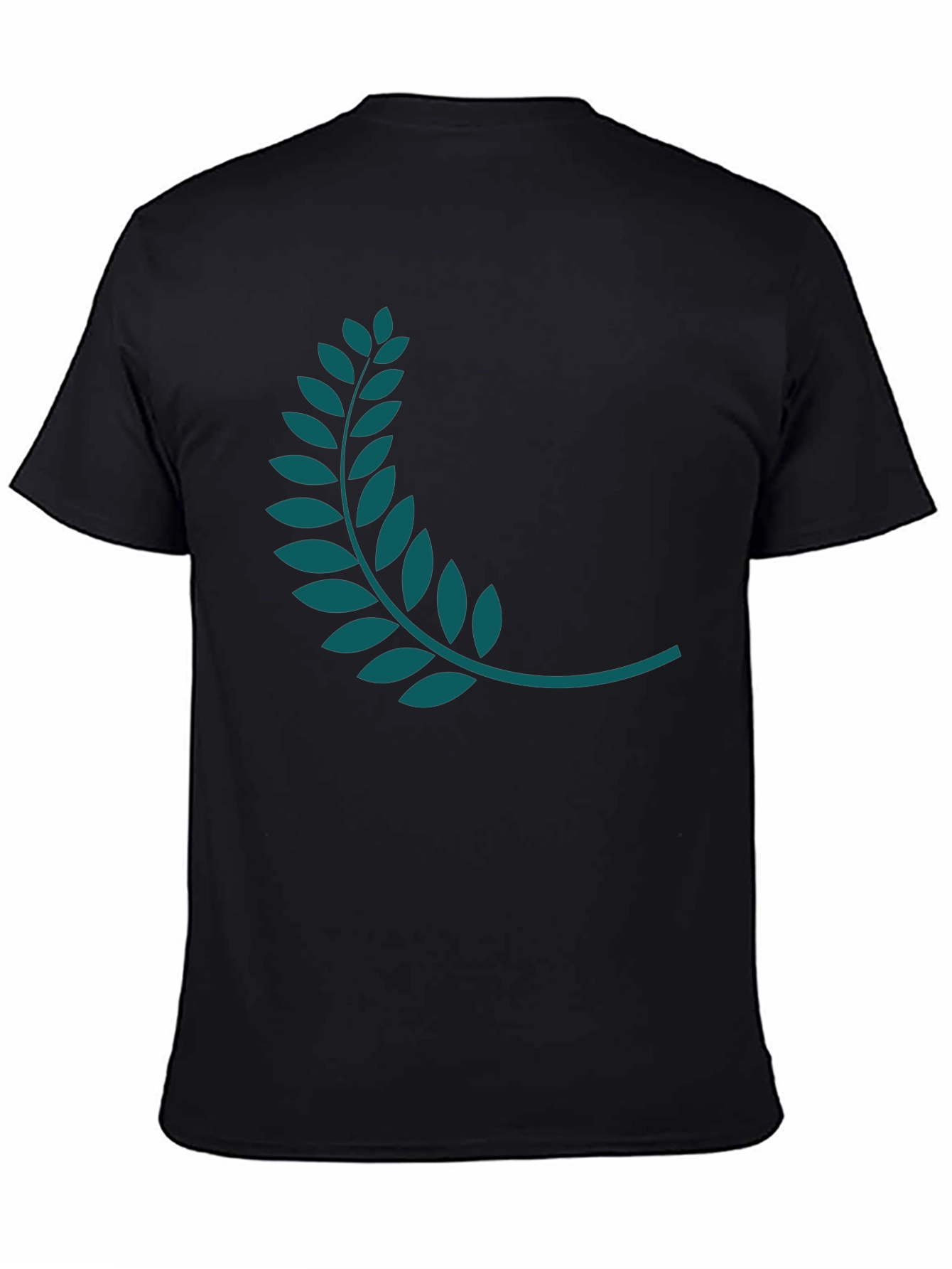 Black Tee with Teal Laurel Wreath Graphic