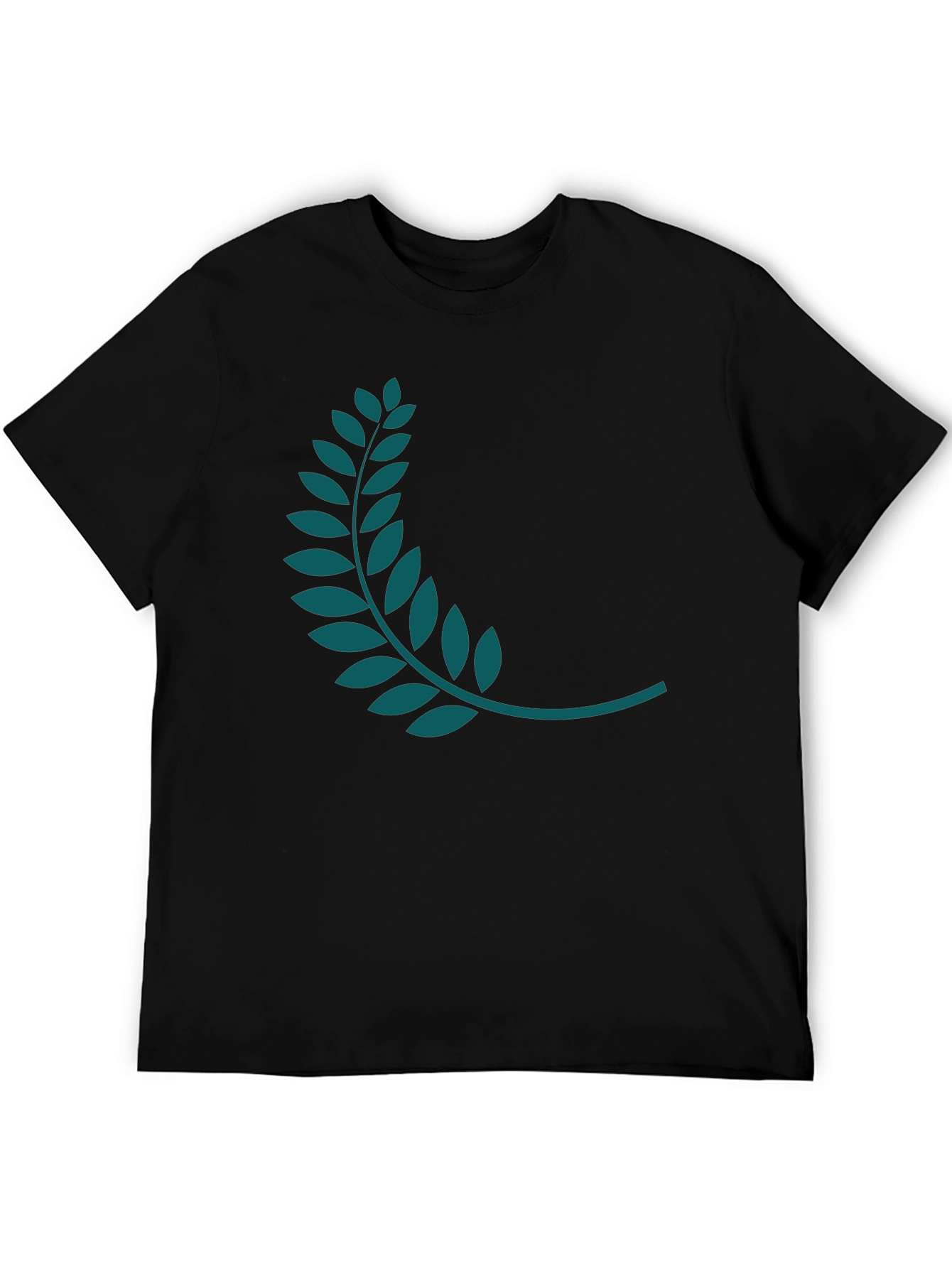 Black Tee with Teal Laurel Wreath Graphic