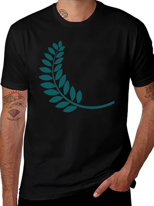 Black Tee with Teal Laurel Wreath Graphic