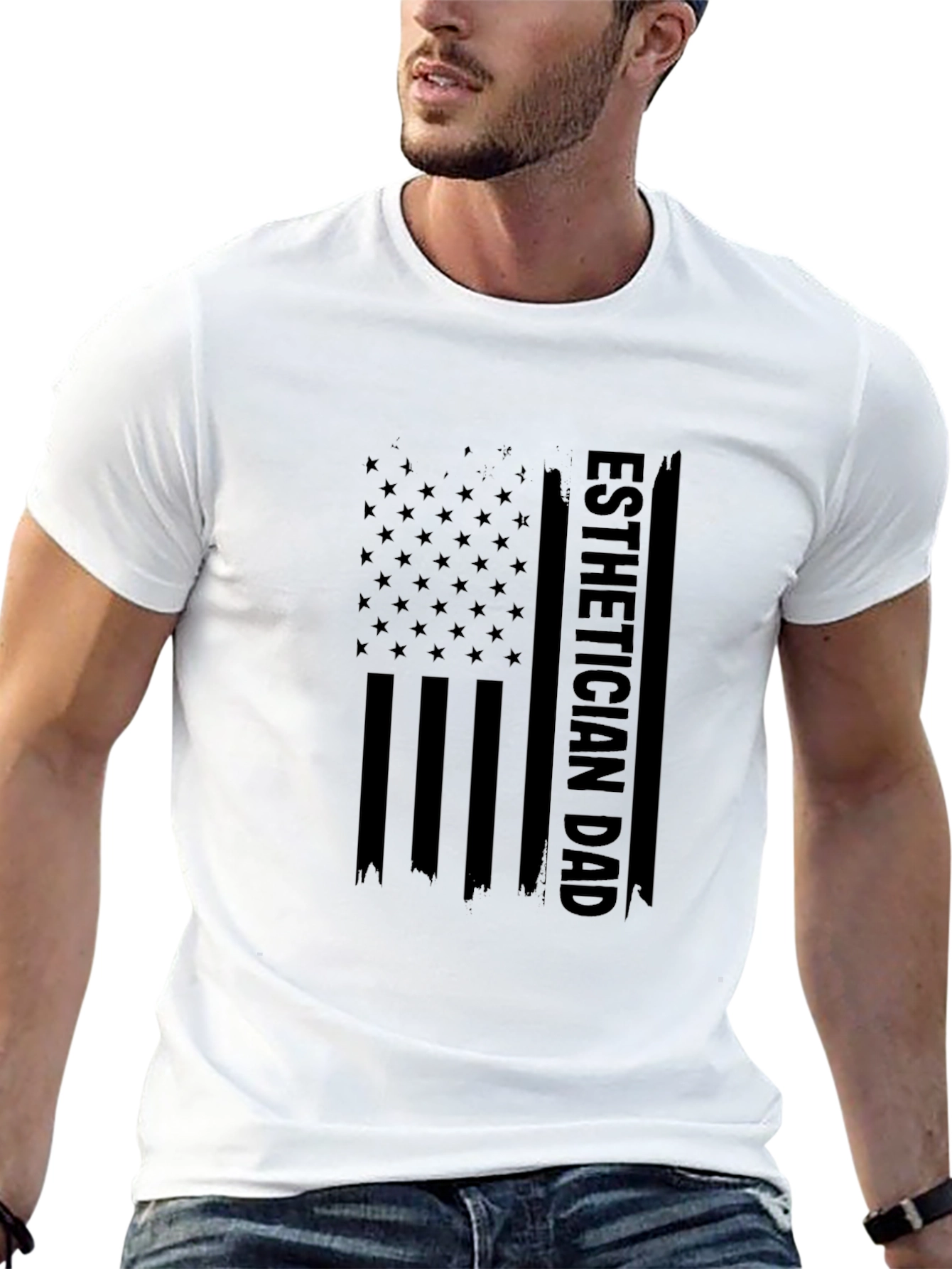 Esthetician Dad USA Flag Graphic T-Shirt