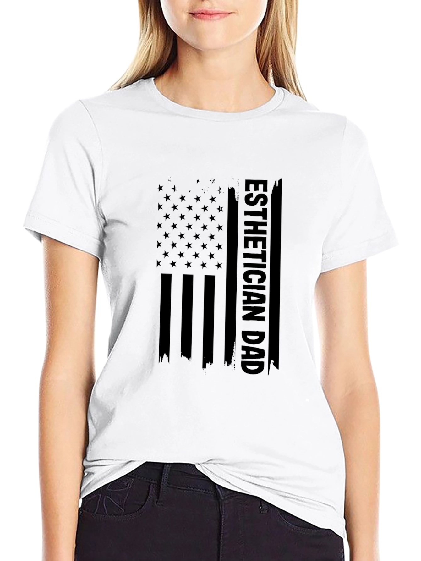 Esthetician Dad USA Flag Graphic T-Shirt