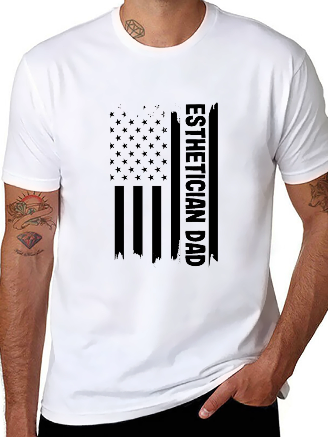 Esthetician Dad USA Flag Graphic T-Shirt