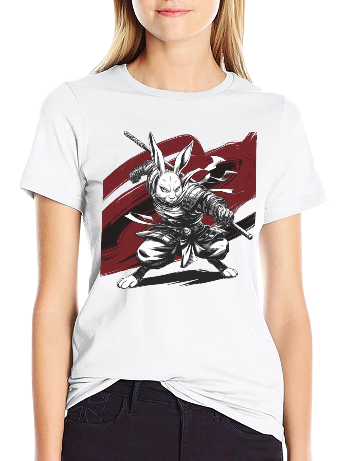 Rabbit Samurai Black T-Shirt - Unique Graphic Tee