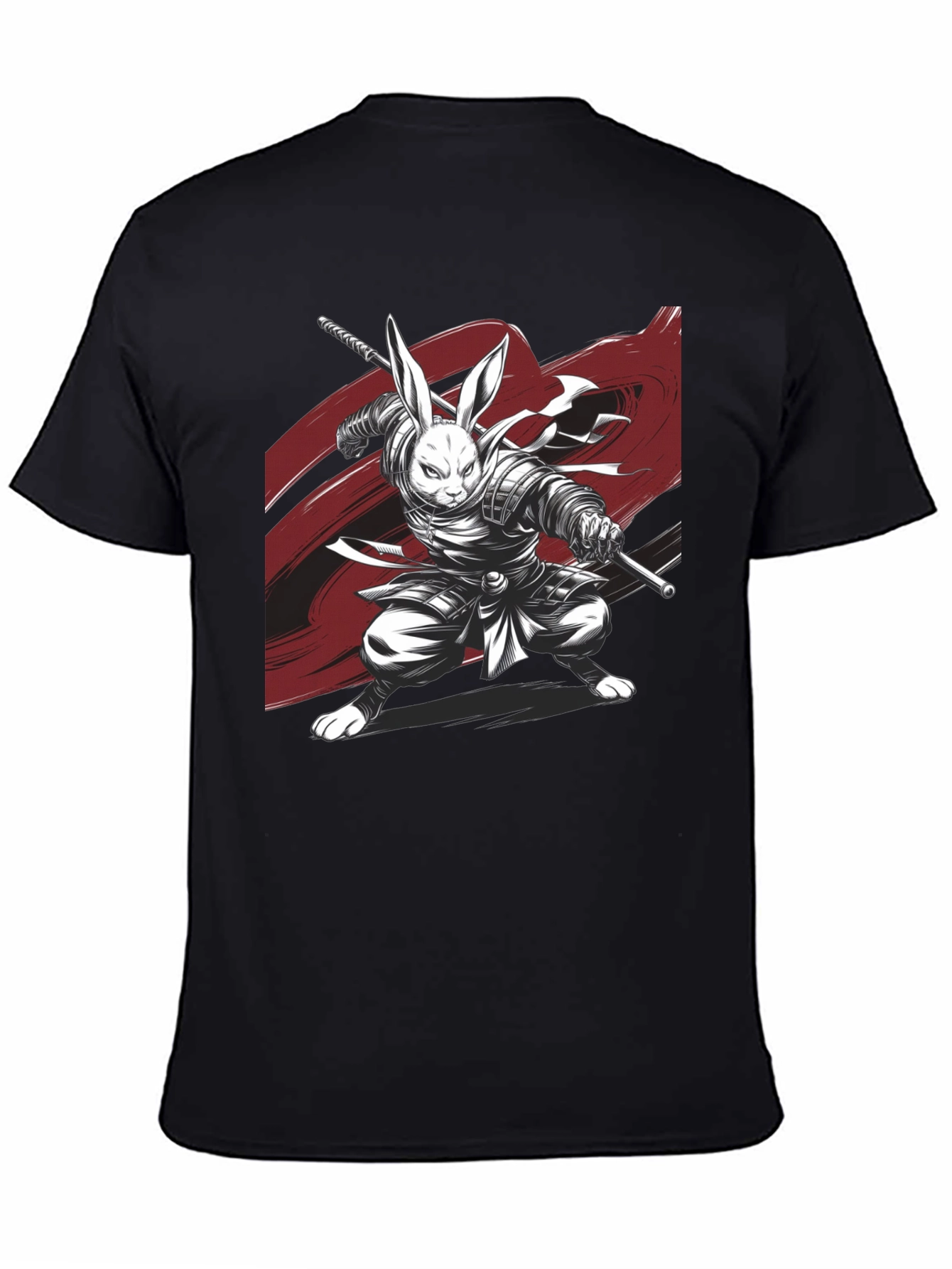 Rabbit Samurai Black T-Shirt - Unique Graphic Tee