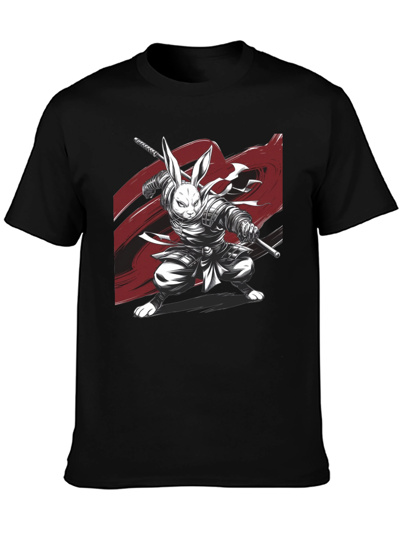 Rabbit Samurai Black T-Shirt - Unique Graphic Tee