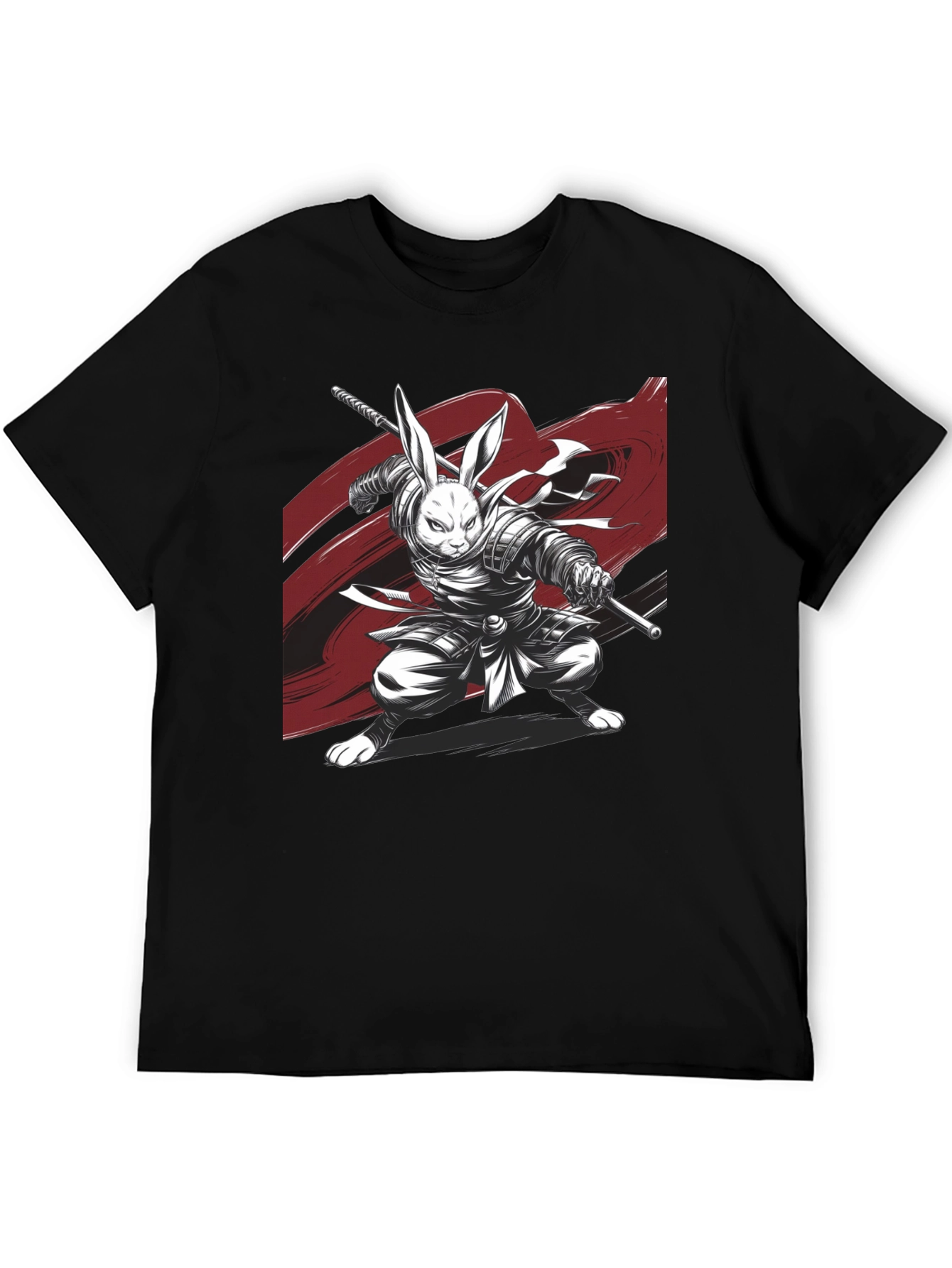 Rabbit Samurai Black T-Shirt - Unique Graphic Tee