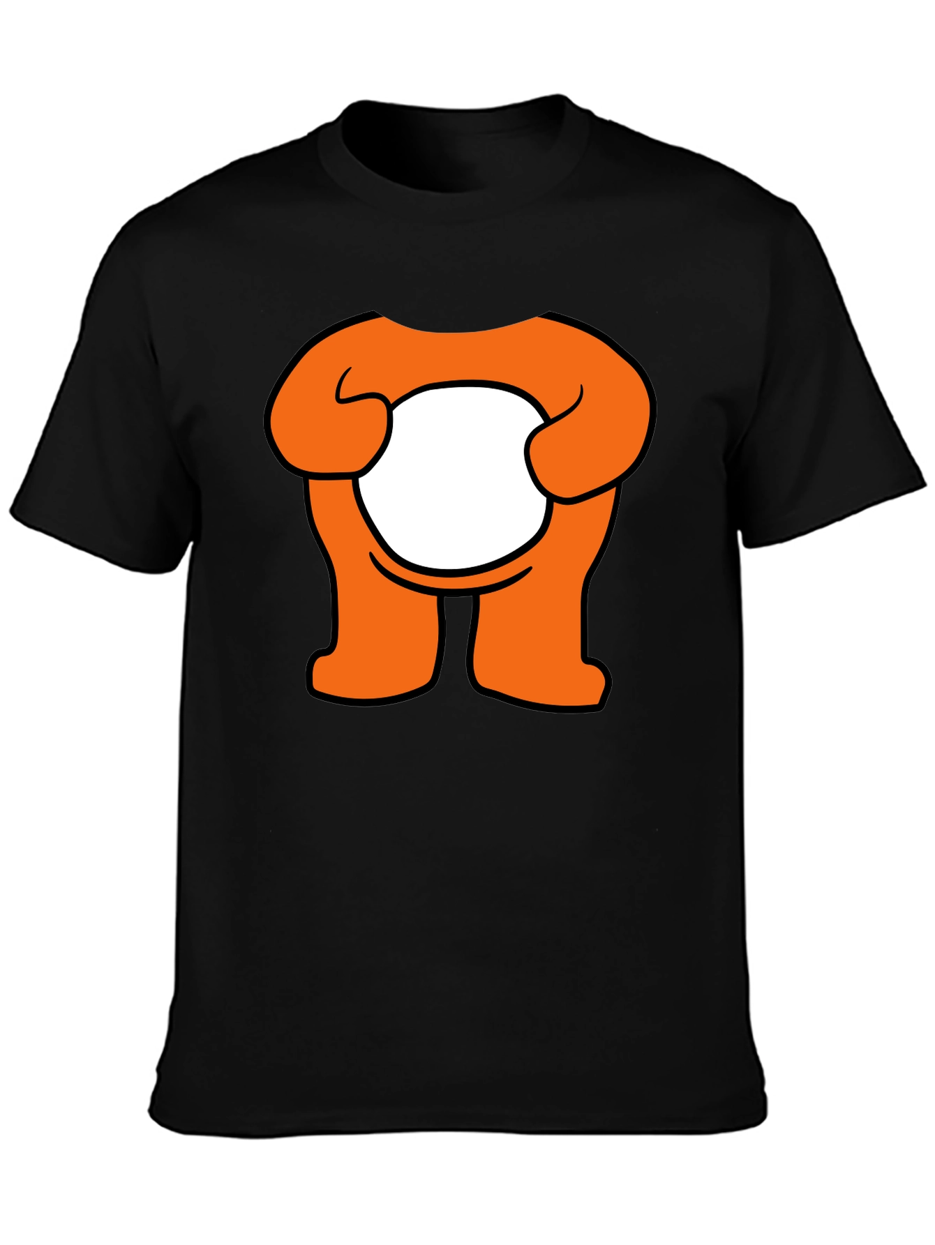 Orange Cartoon Character Graphic Black T-Shirt