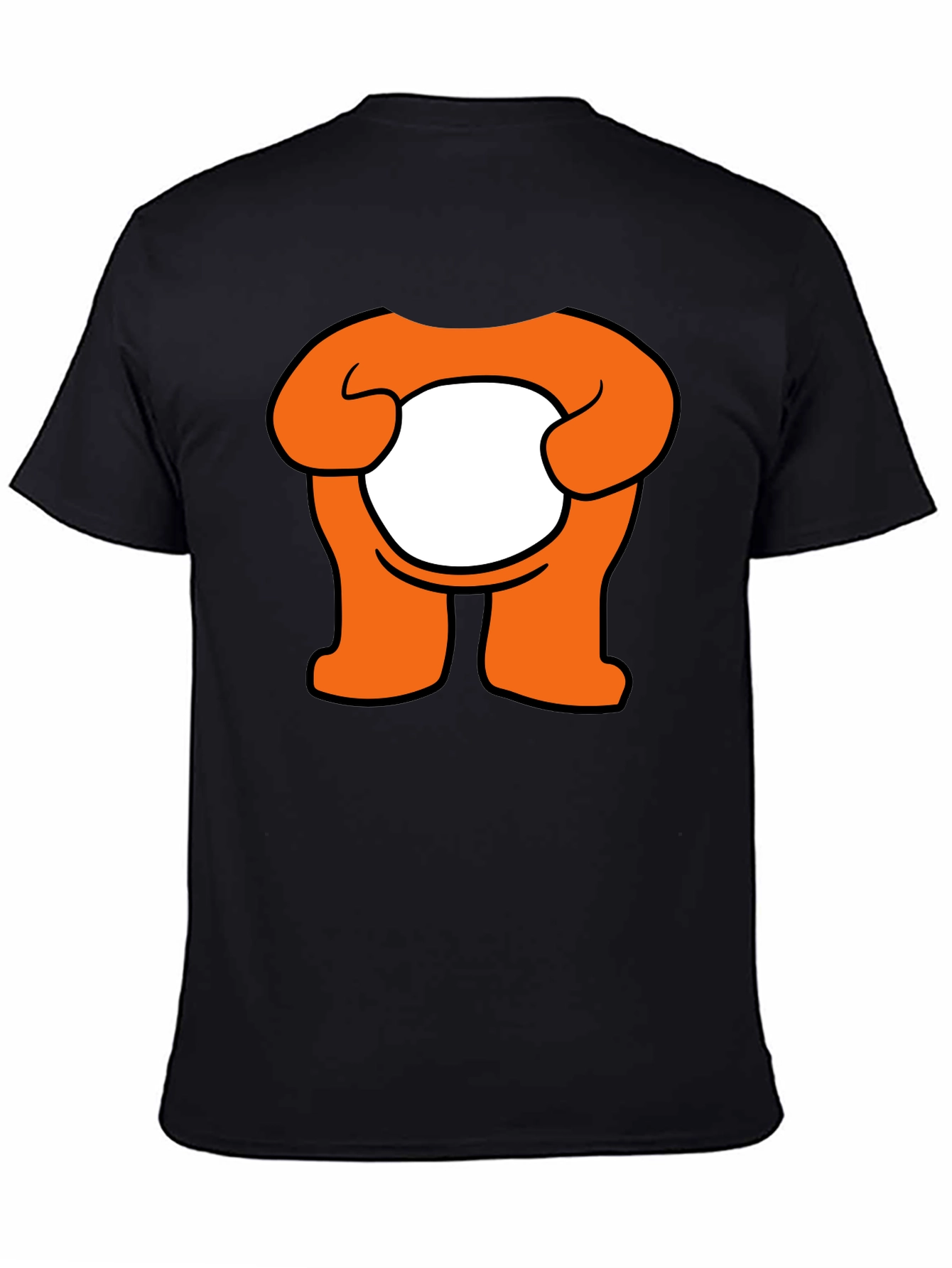 Orange Cartoon Character Graphic Black T-Shirt