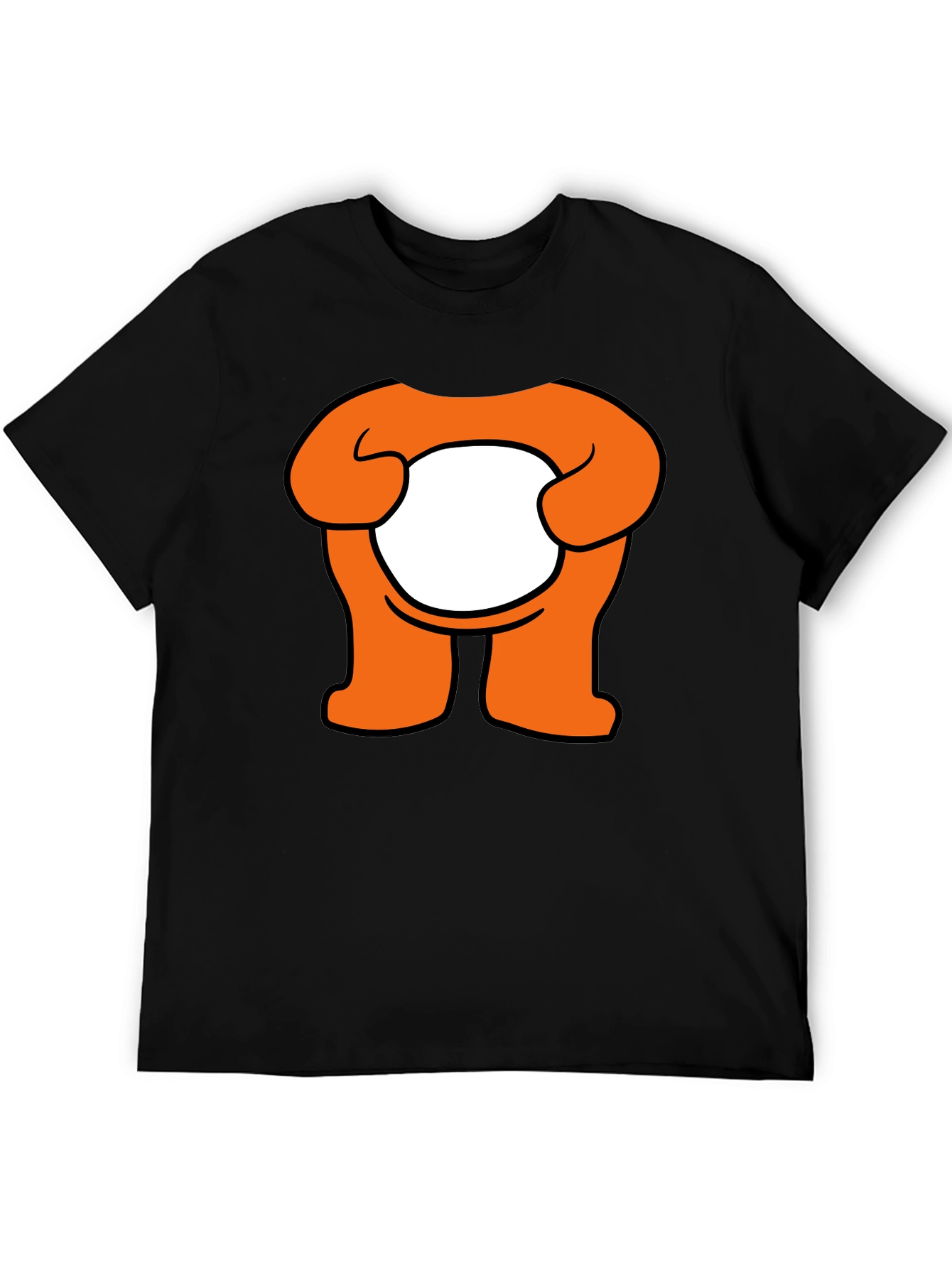 Orange Cartoon Character Graphic Black T-Shirt