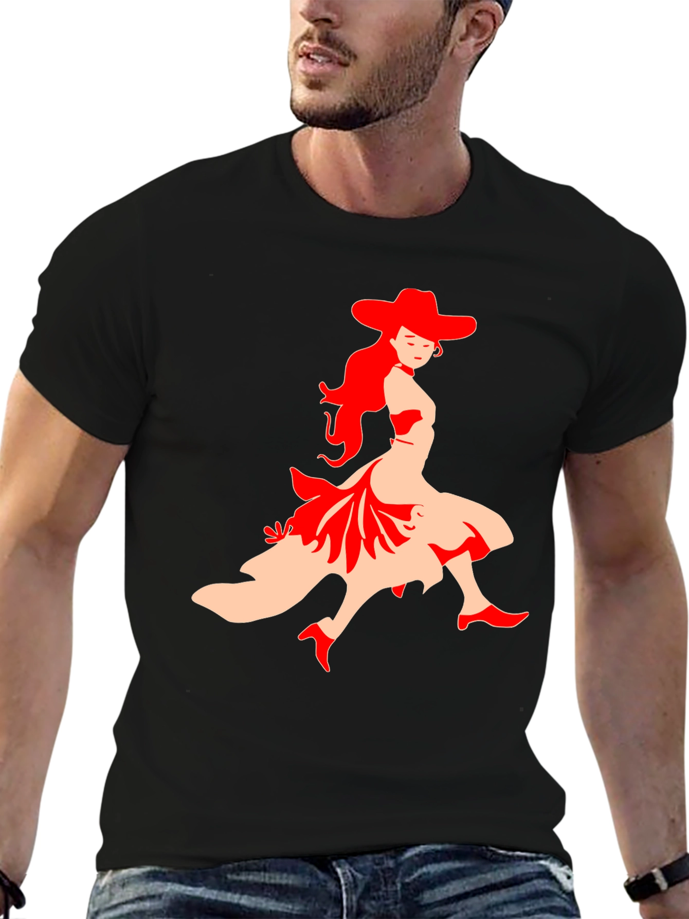 Flamenco Dancer Graphic Tee - Black
