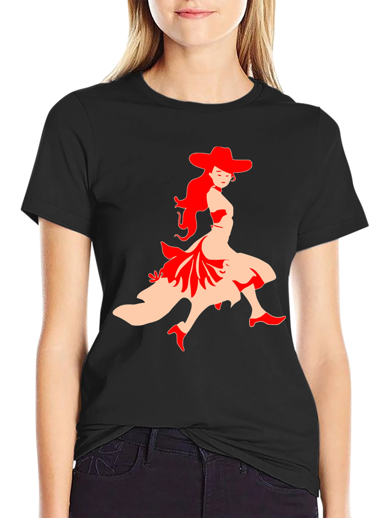 Flamenco Dancer Graphic Tee - Black