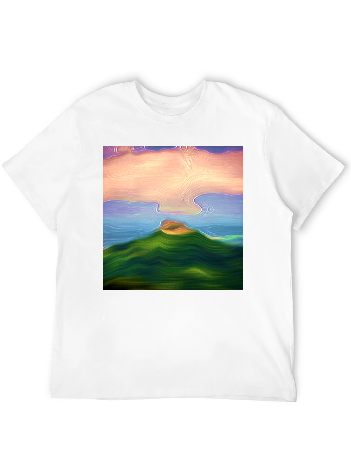 Abstract Landscape Graphic Tee - Black Cotton Blend Shirt