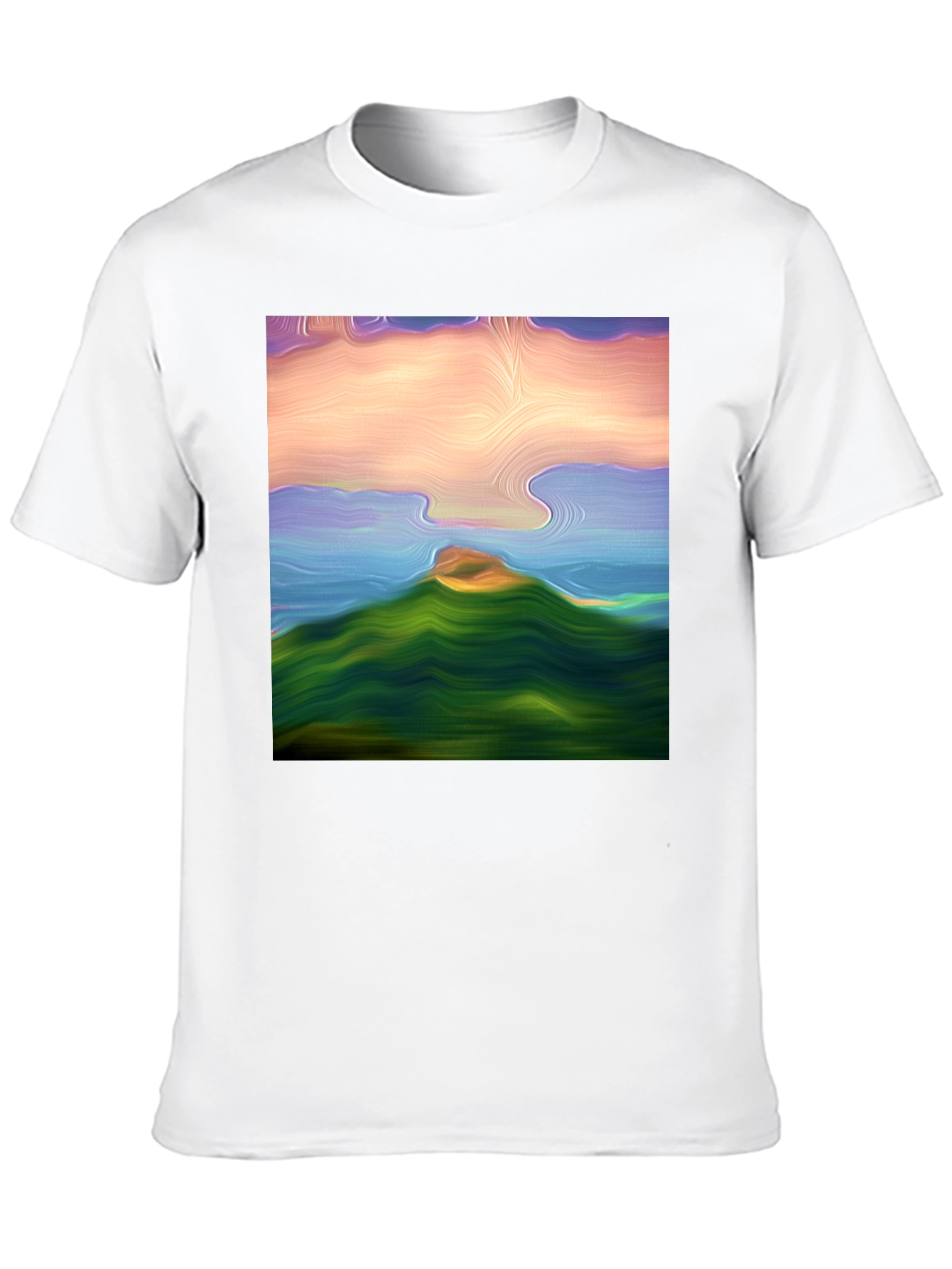 Abstract Landscape Graphic Tee - Black Cotton Blend Shirt