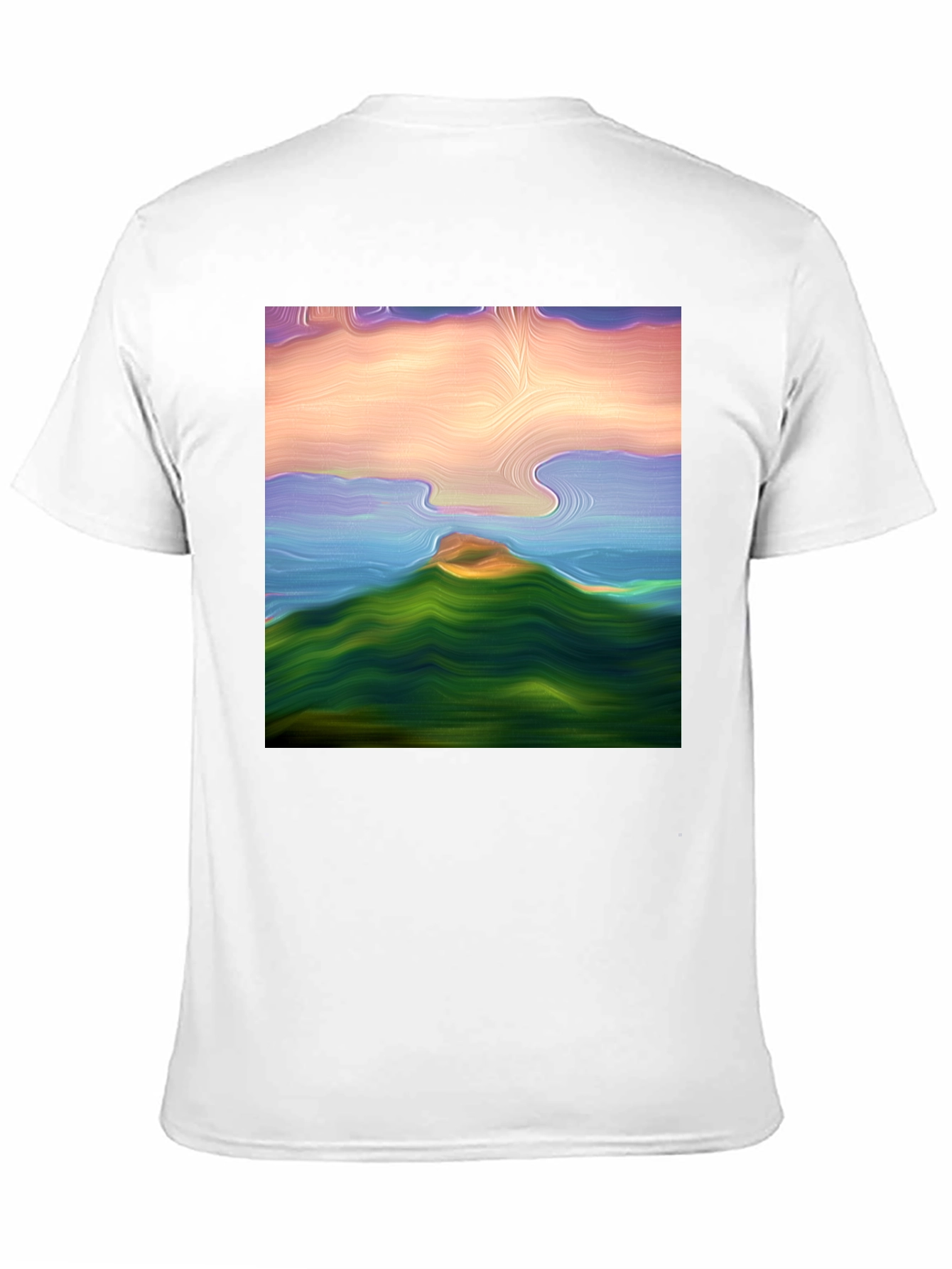 Abstract Landscape Graphic Tee - Black Cotton Blend Shirt