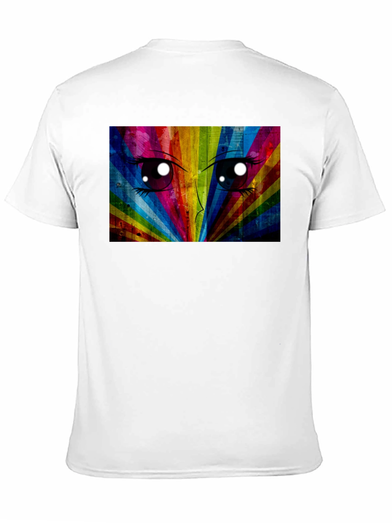 Rainbow Anime Eyes Black T-Shirt