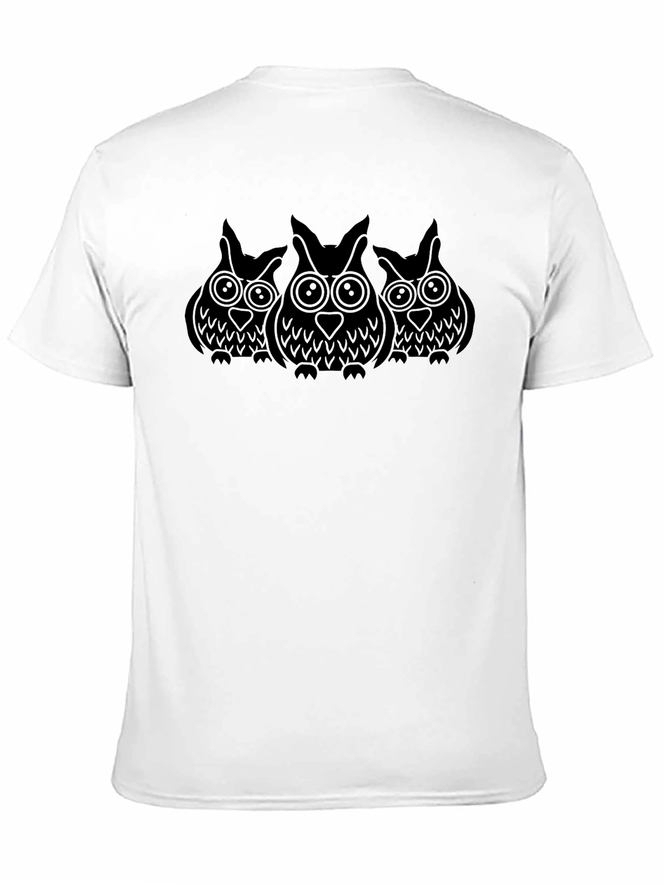 Owl Trio Graphic Tee - Black Cotton Comfort