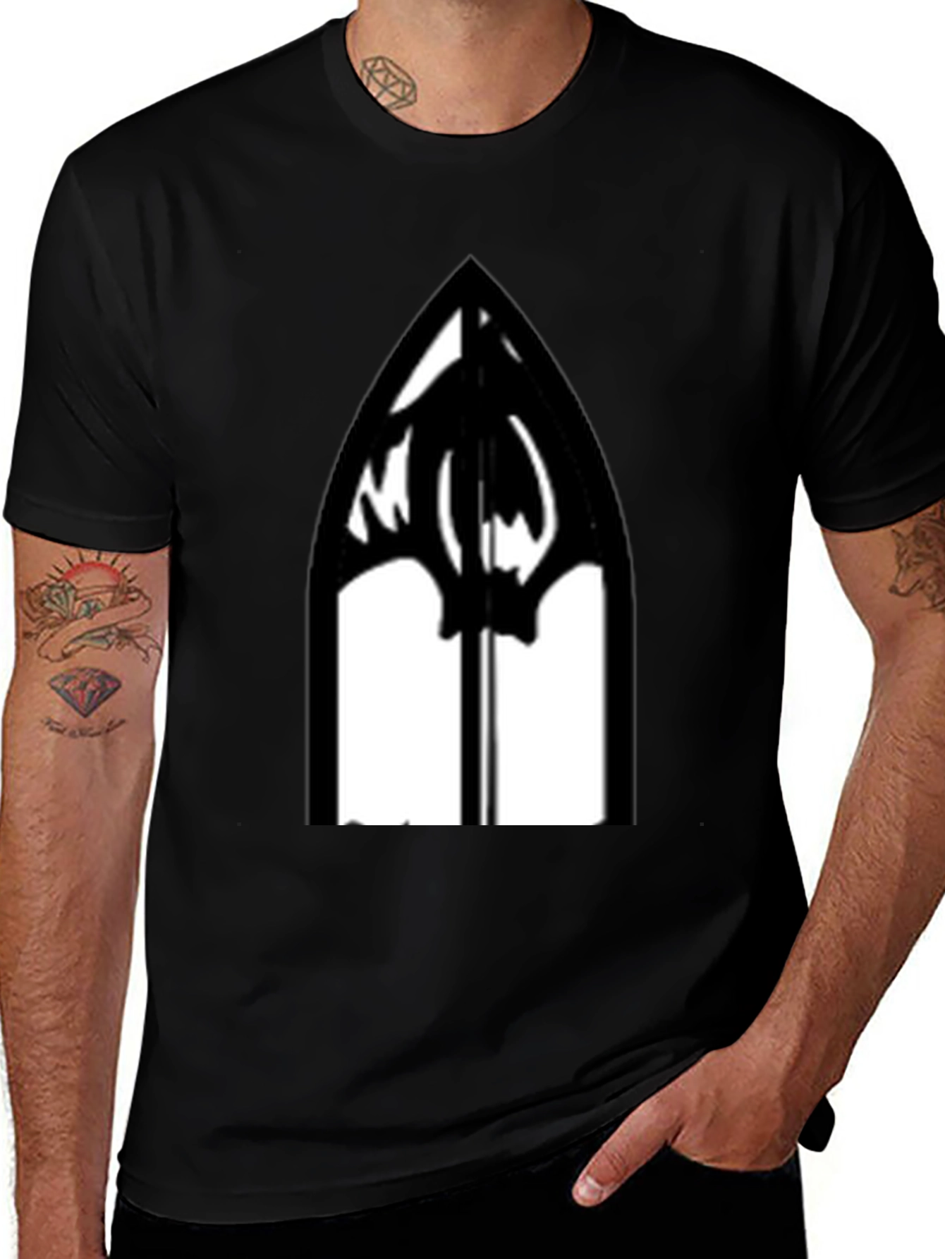 Gothic Window T-Shirt - Black Graphic Tee
