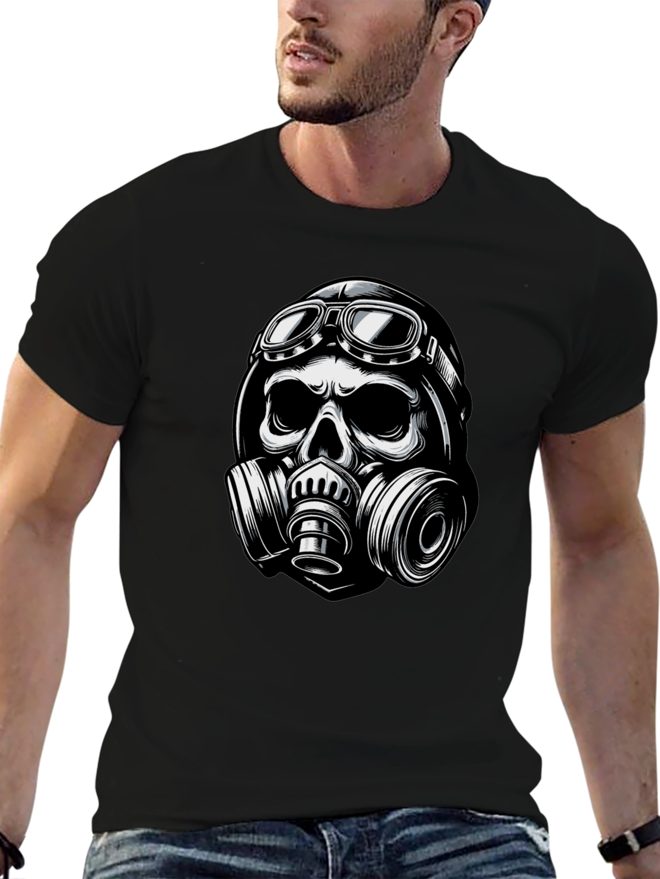 Skull Gas Mask Graphic T-Shirt