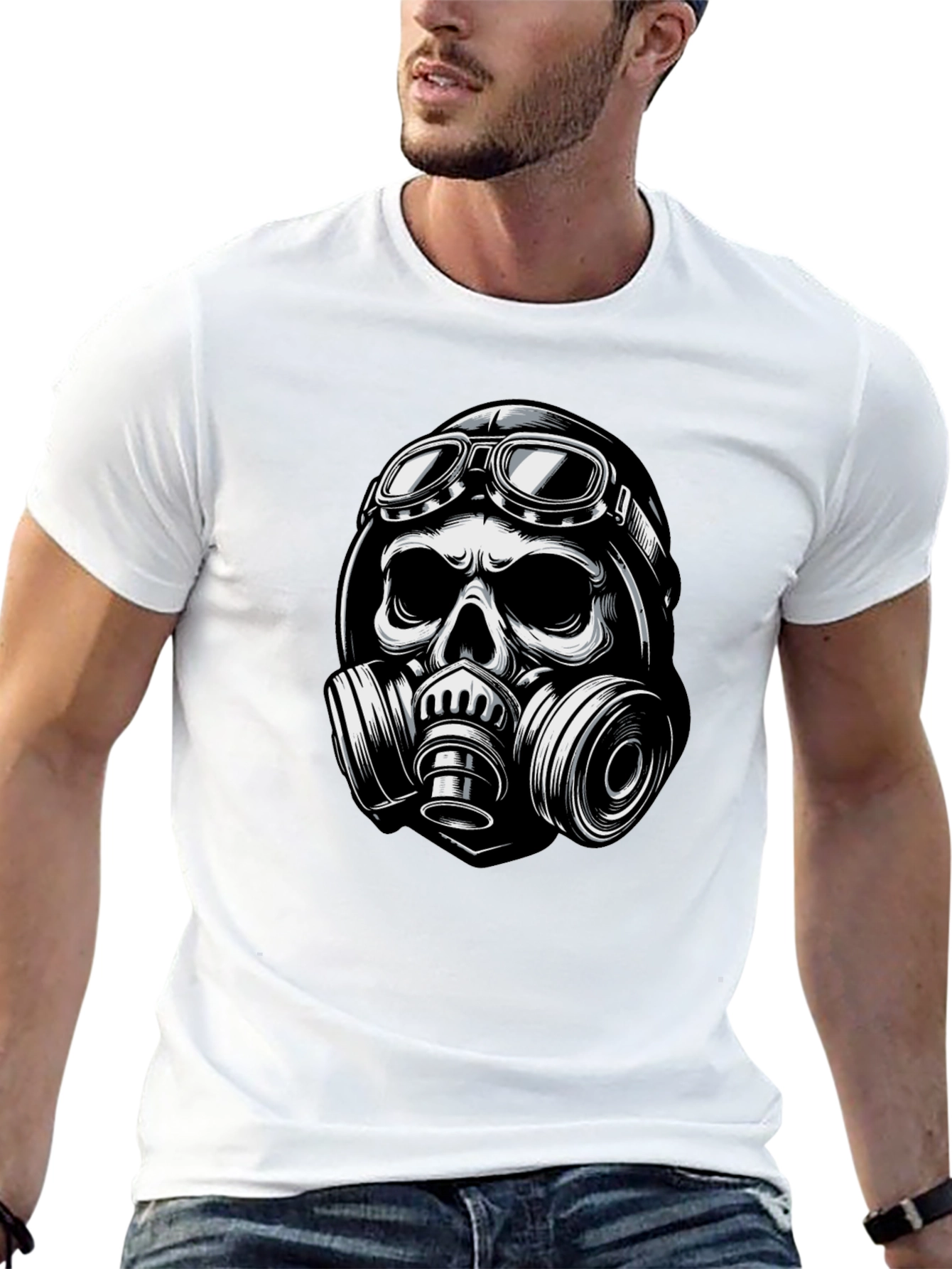 Skull Gas Mask Graphic T-Shirt