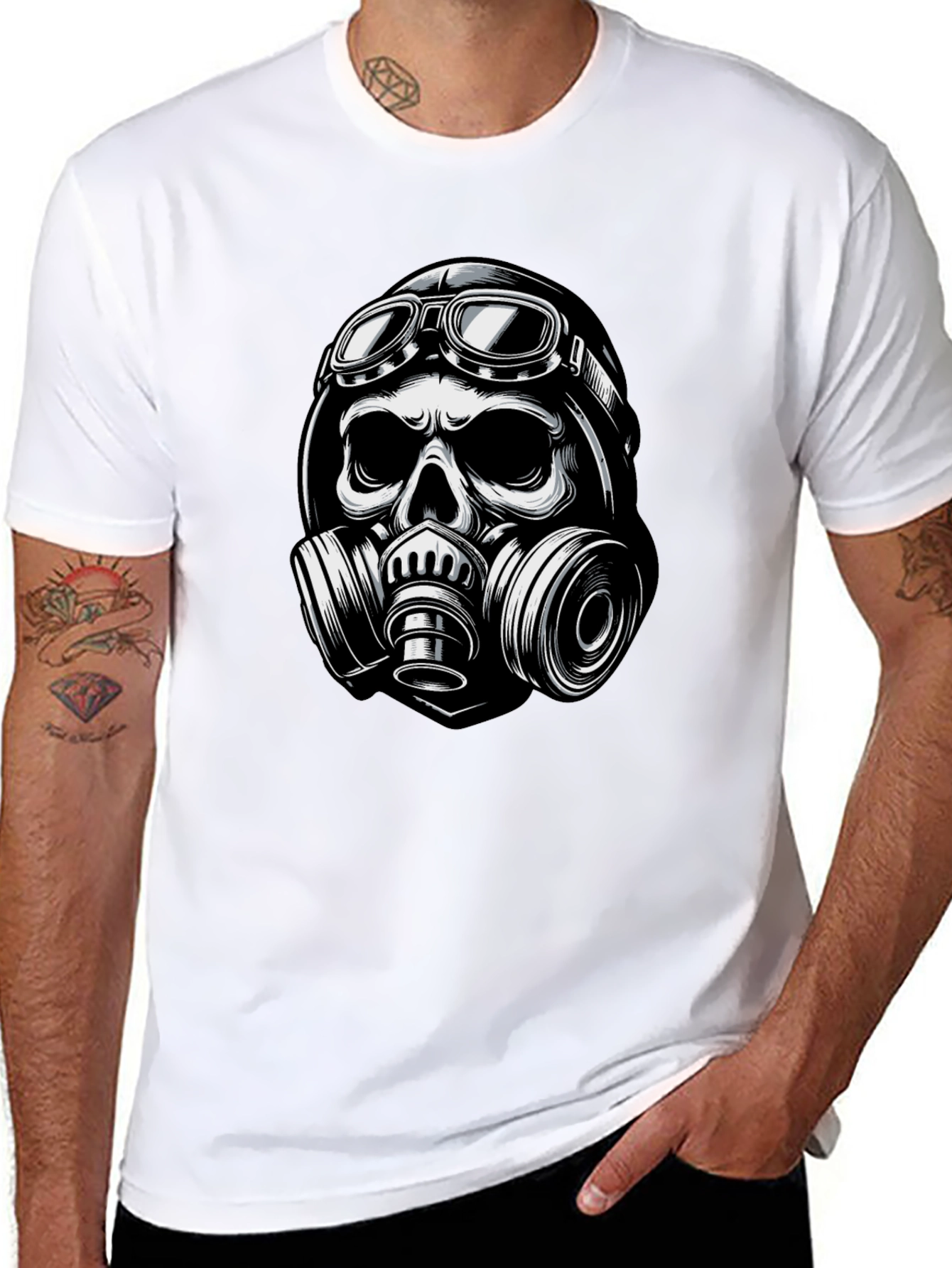 Skull Gas Mask Graphic T-Shirt