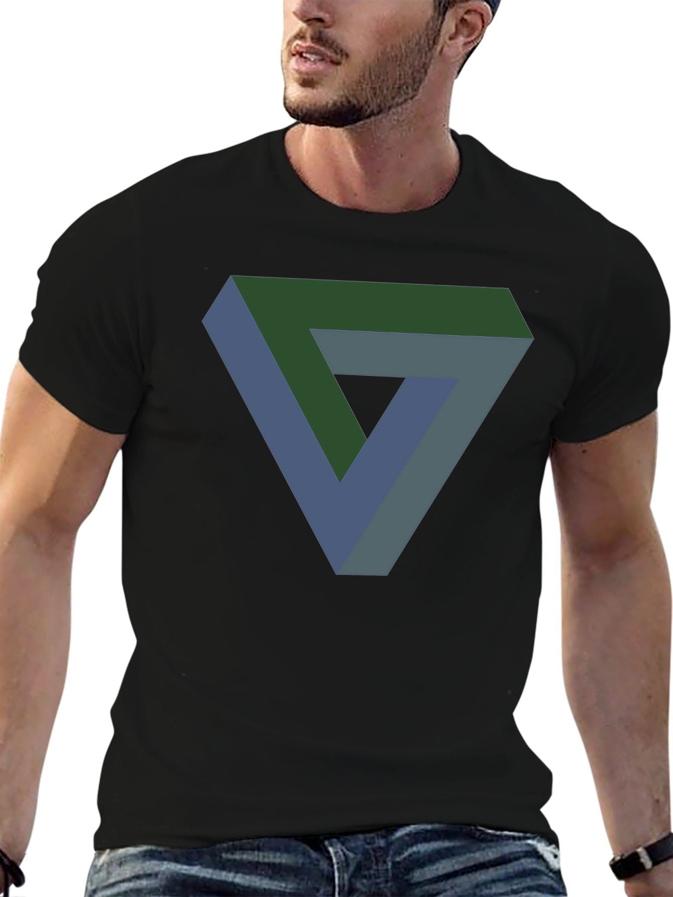 Optical Illusion Triangle Graphic Tee - Mens Black T-Shirt