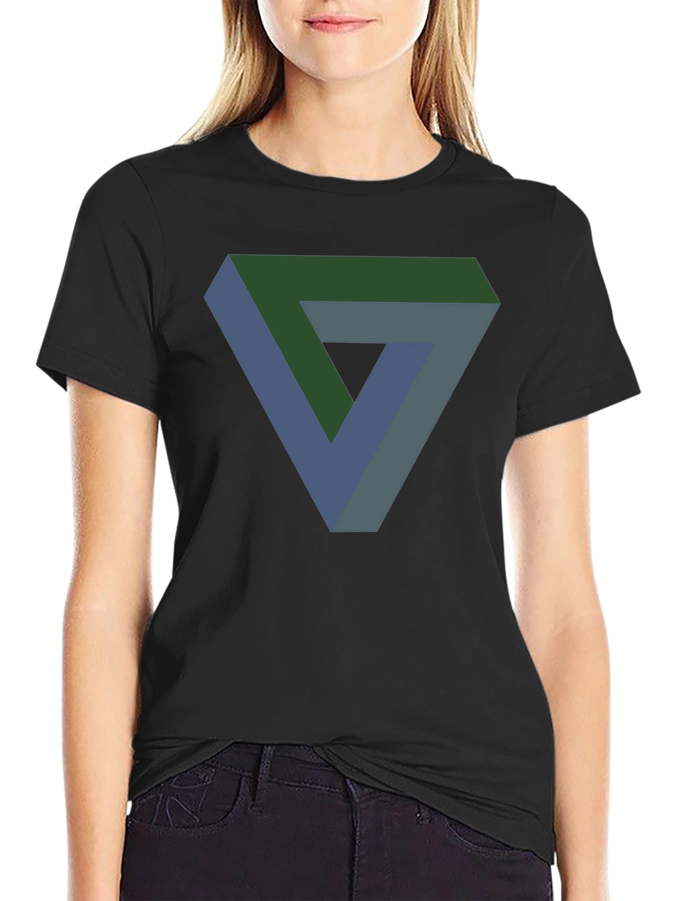 Optical Illusion Triangle Graphic Tee - Mens Black T-Shirt