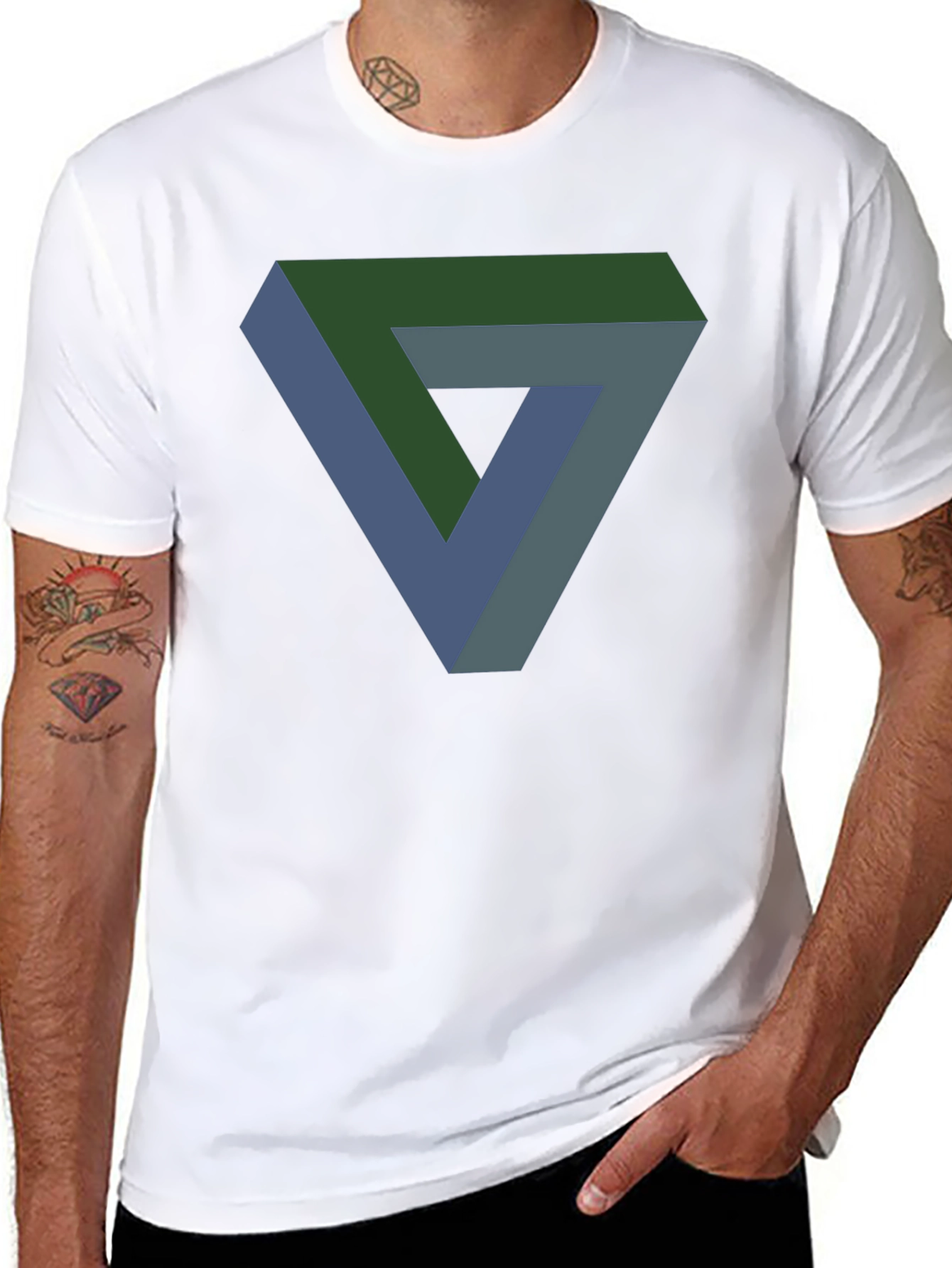 Optical Illusion Triangle Graphic Tee - Mens Black T-Shirt