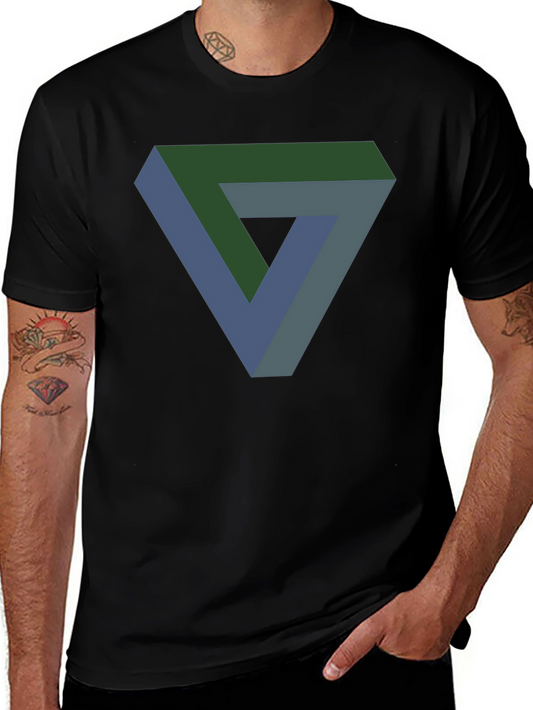 Optical Illusion Triangle Graphic Tee - Mens Black T-Shirt