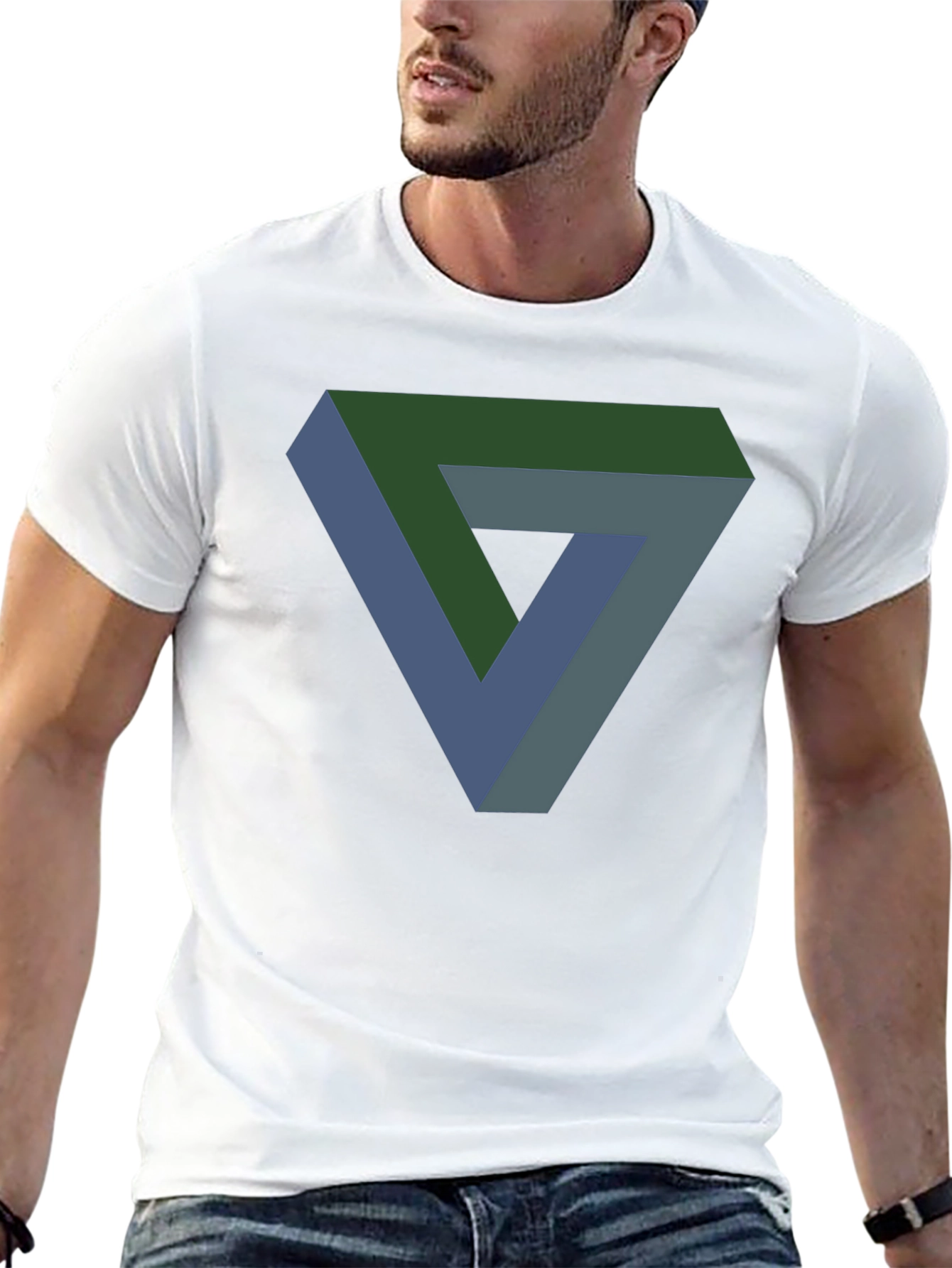 Optical Illusion Triangle Graphic Tee - Mens Black T-Shirt