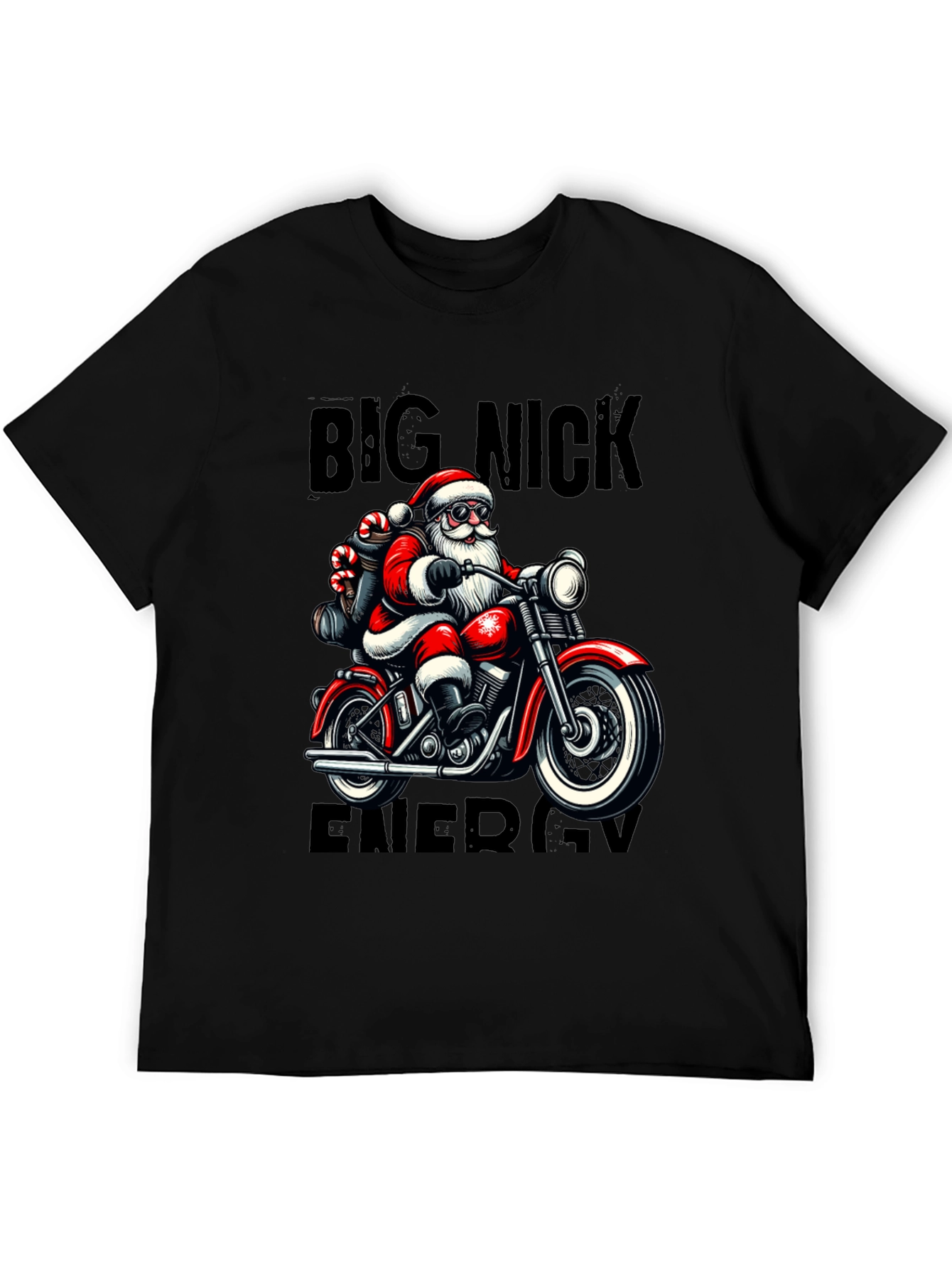 Big Nick Energy Santa Motorcycle T-Shirt