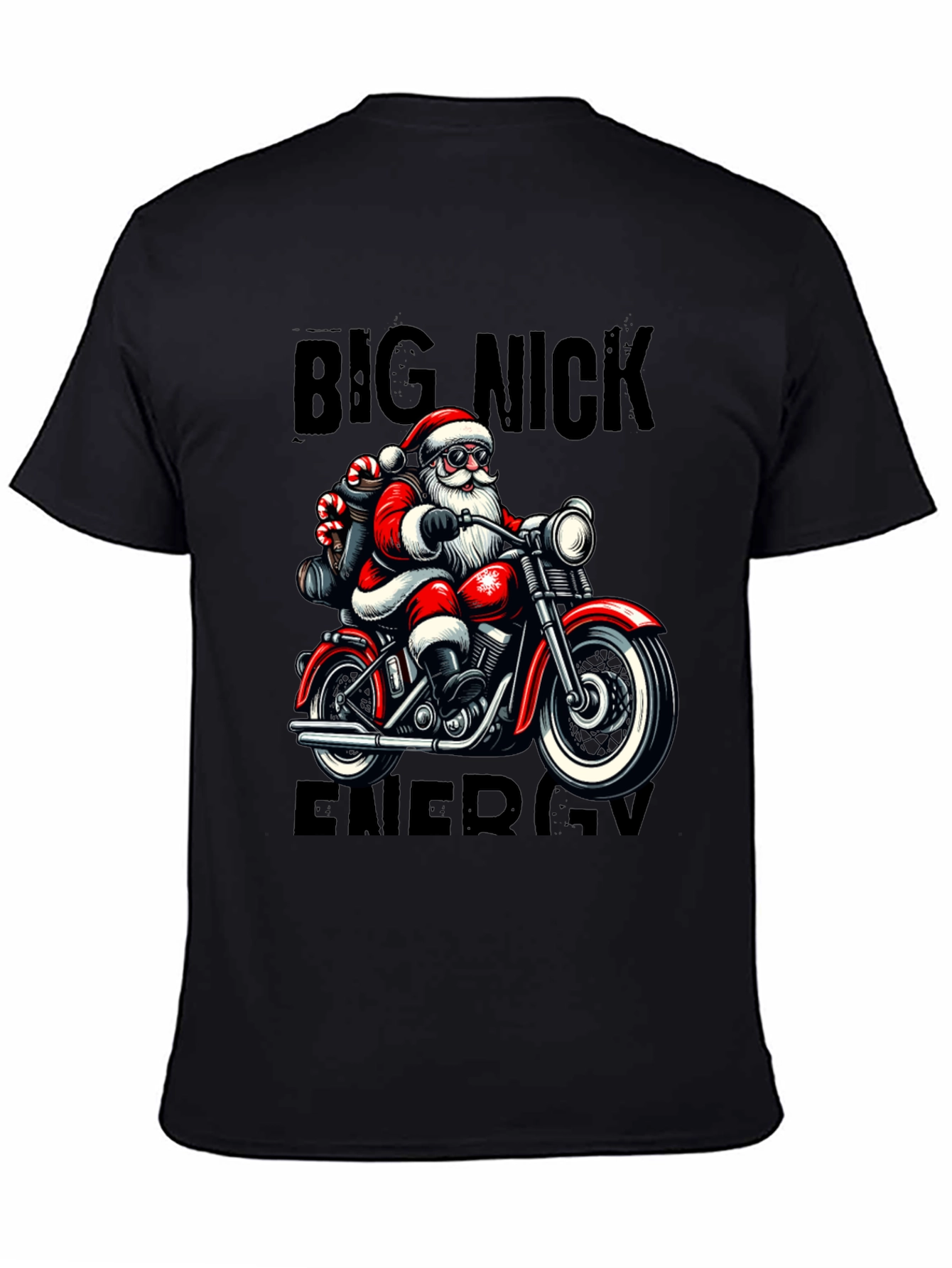 Big Nick Energy Santa Motorcycle T-Shirt