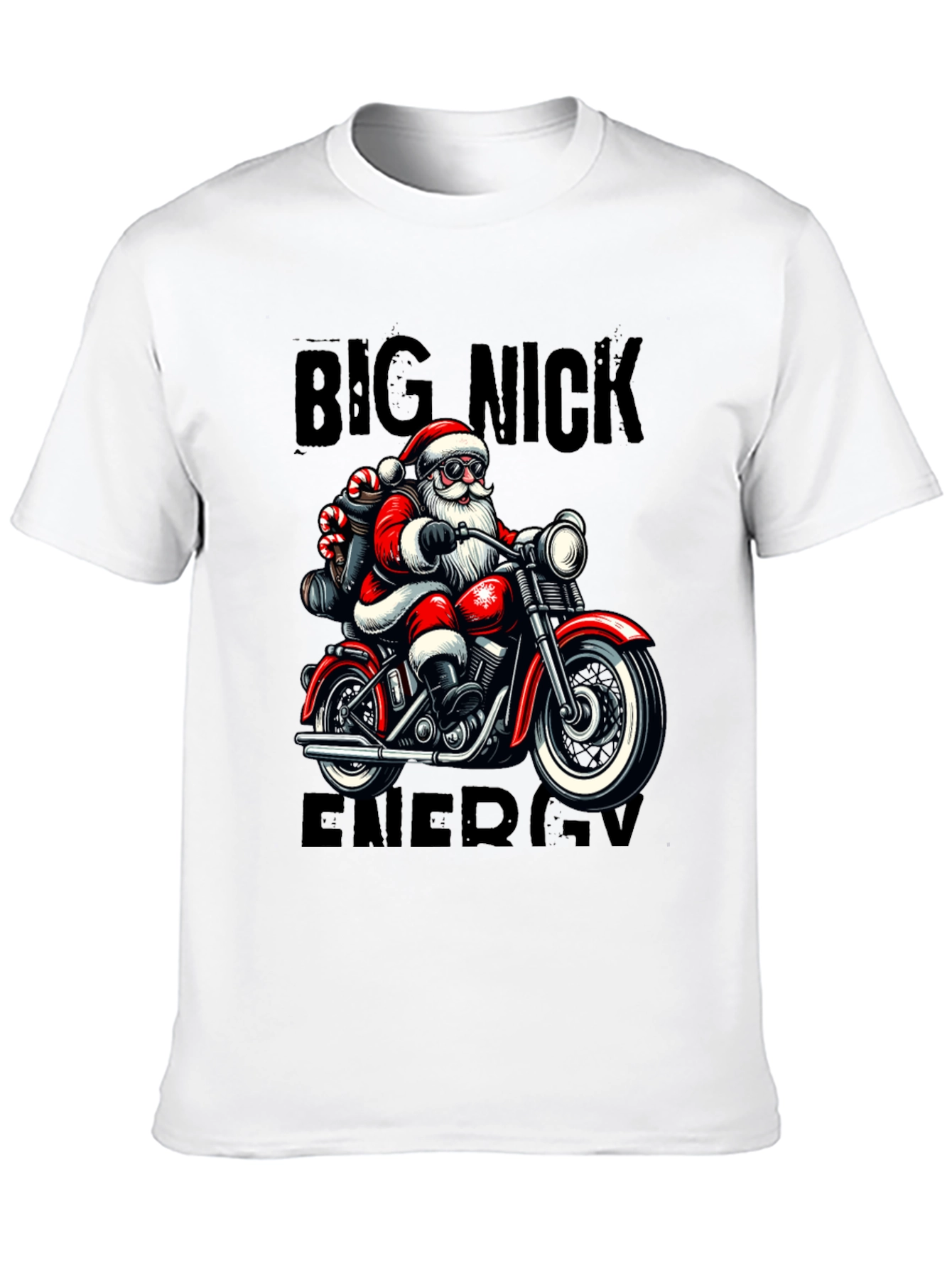 Big Nick Energy Santa Motorcycle T-Shirt