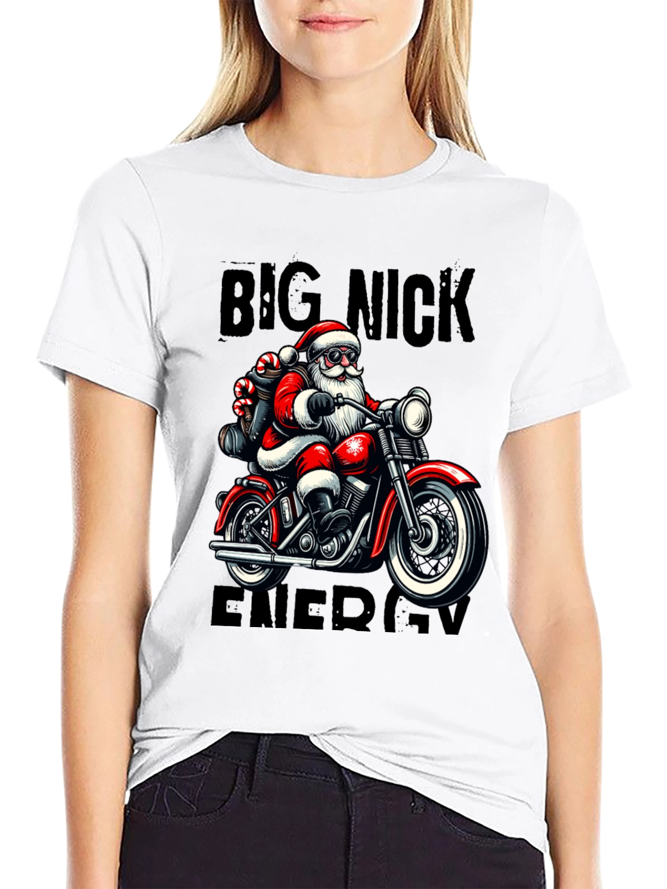 Big Nick Energy Santa Motorcycle T-Shirt