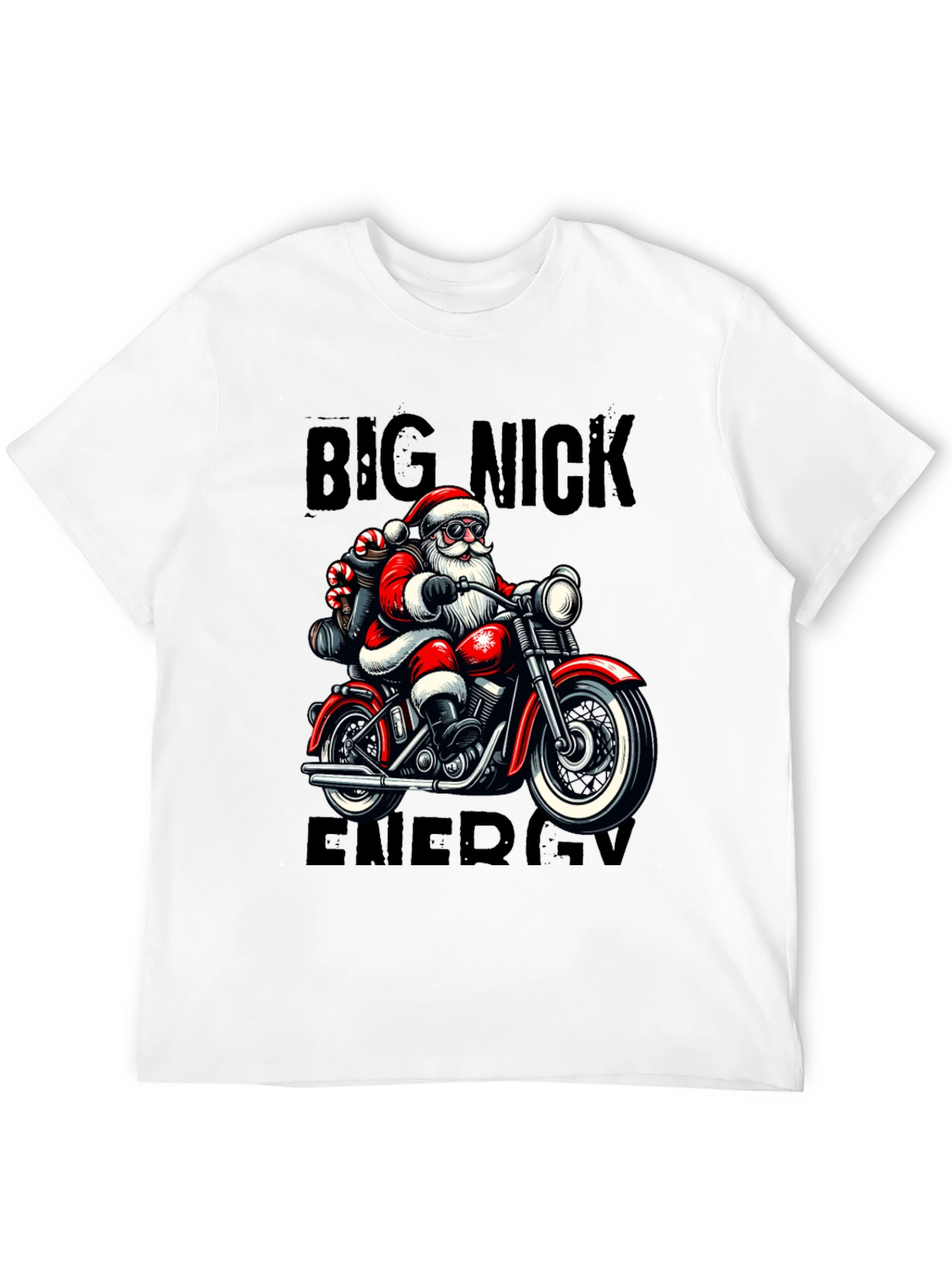 Big Nick Energy Santa Motorcycle T-Shirt