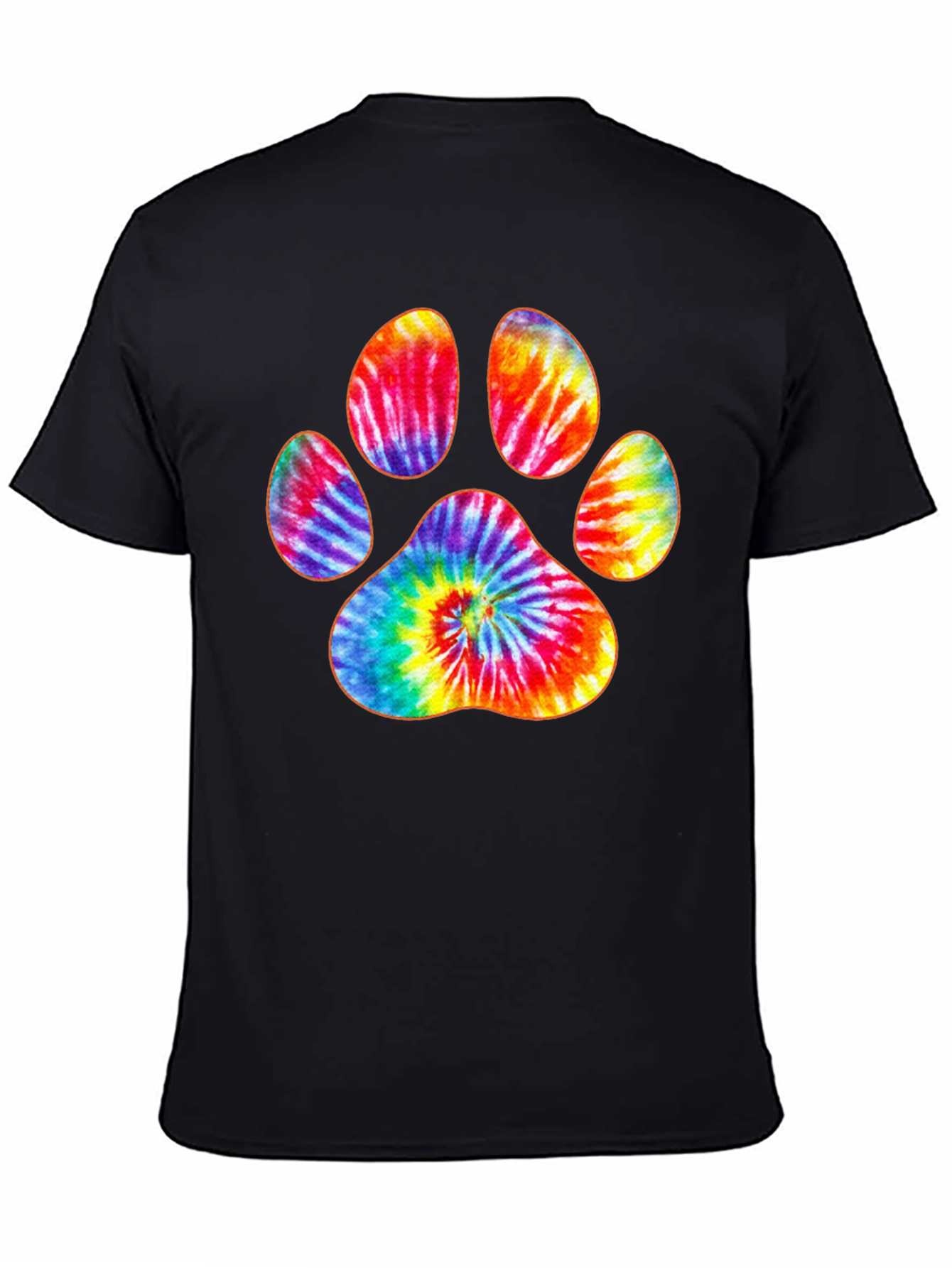 Tie-Dye Paw Print Black T-Shirt