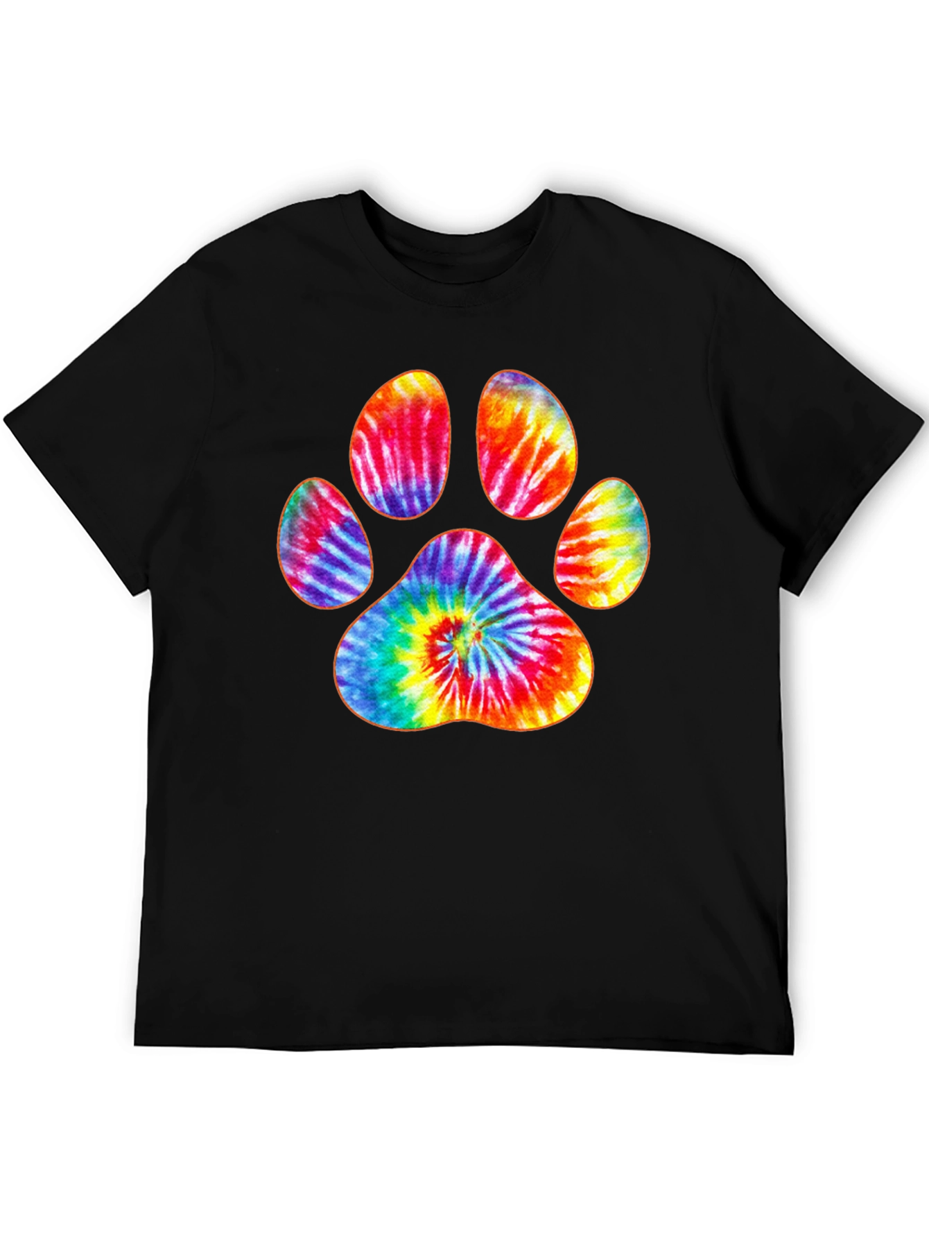 Tie-Dye Paw Print Black T-Shirt