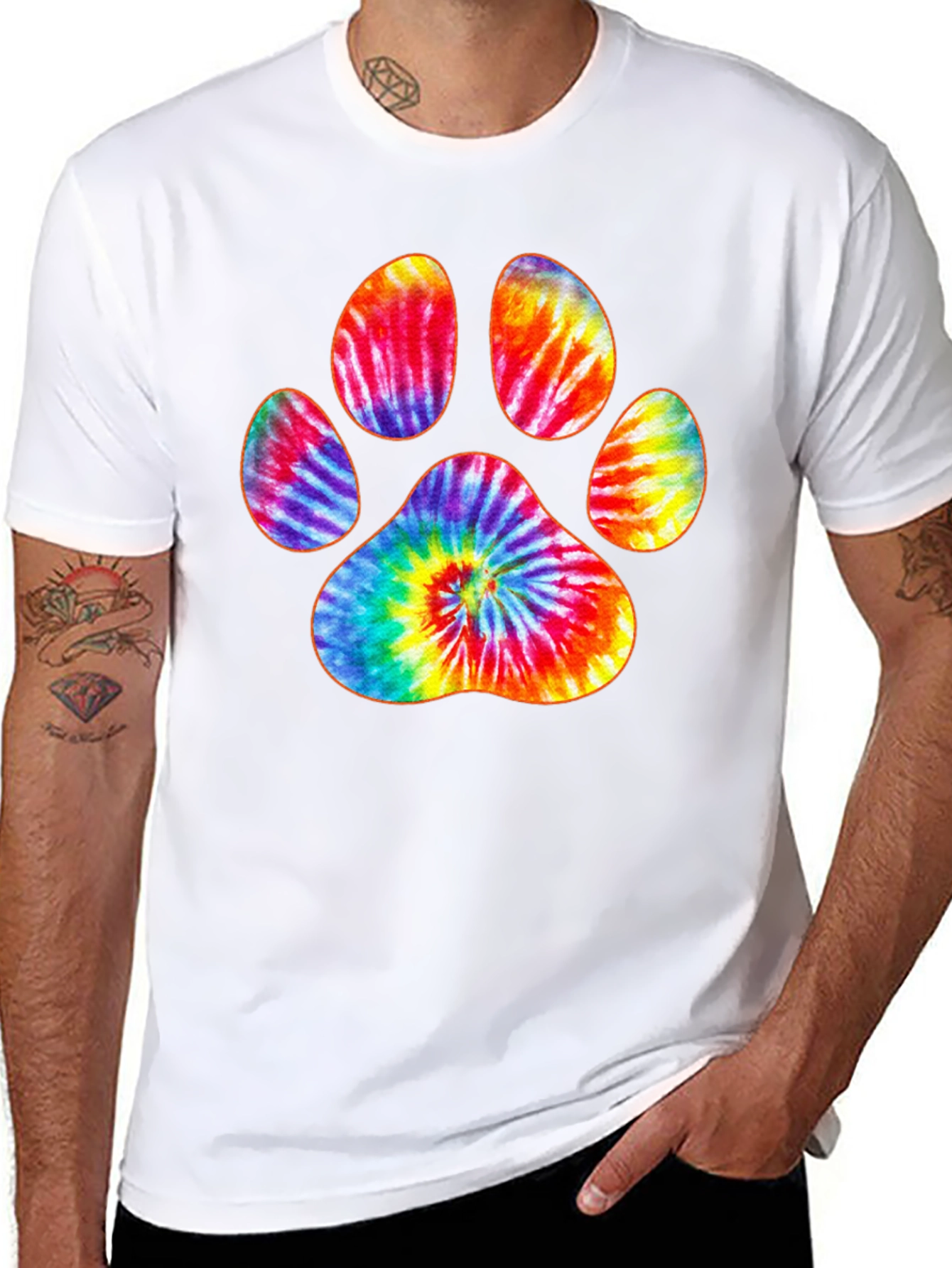Tie-Dye Paw Print Black T-Shirt