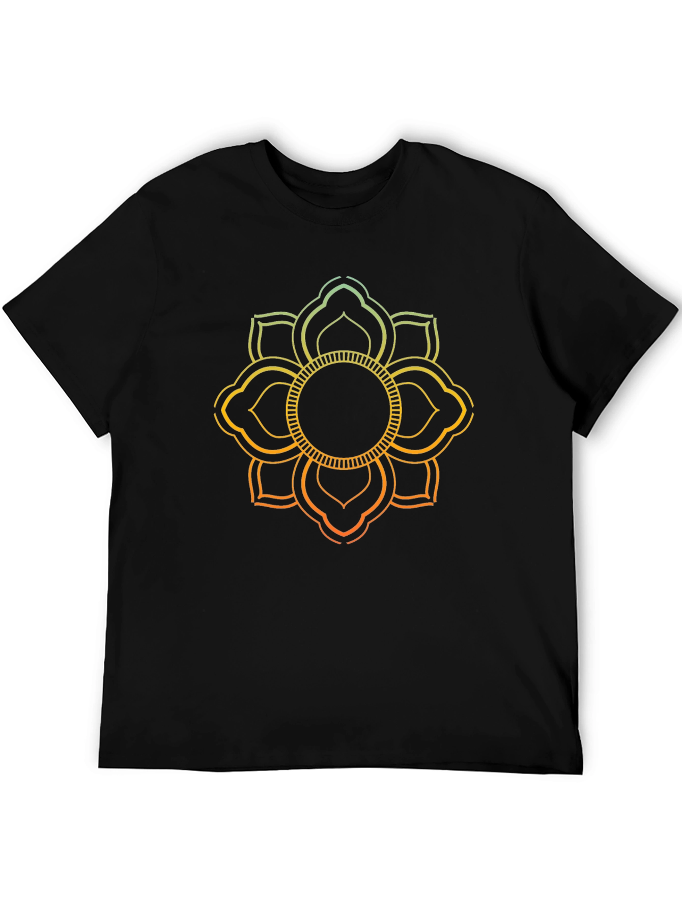Lotus Mandala Graphic Print Black T-Shirt