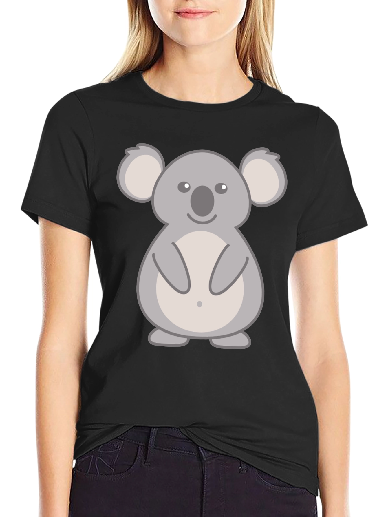 Cute Koala Graphic T-Shirt - Black Cotton Tee