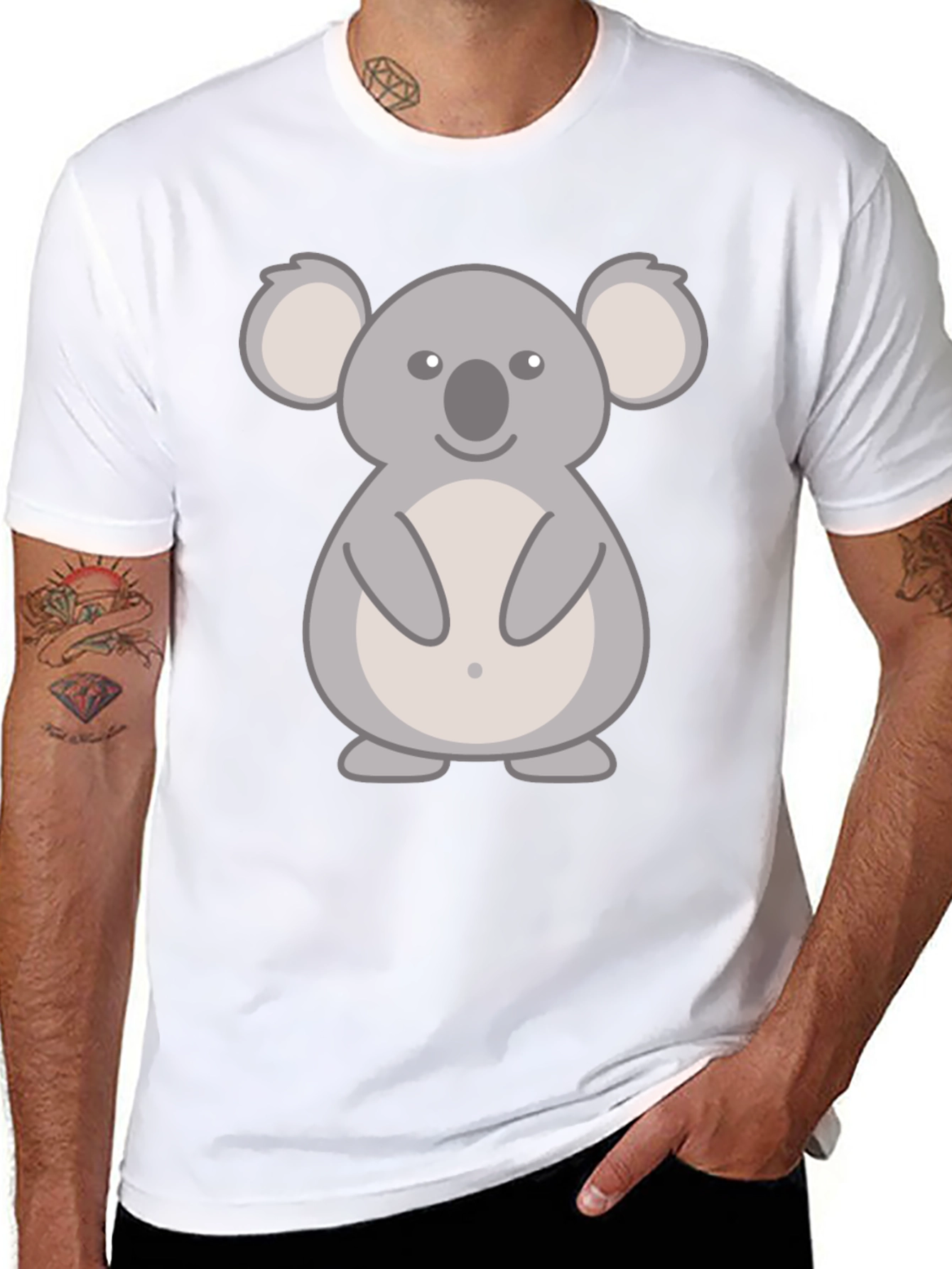 Cute Koala Graphic T-Shirt - Black Cotton Tee