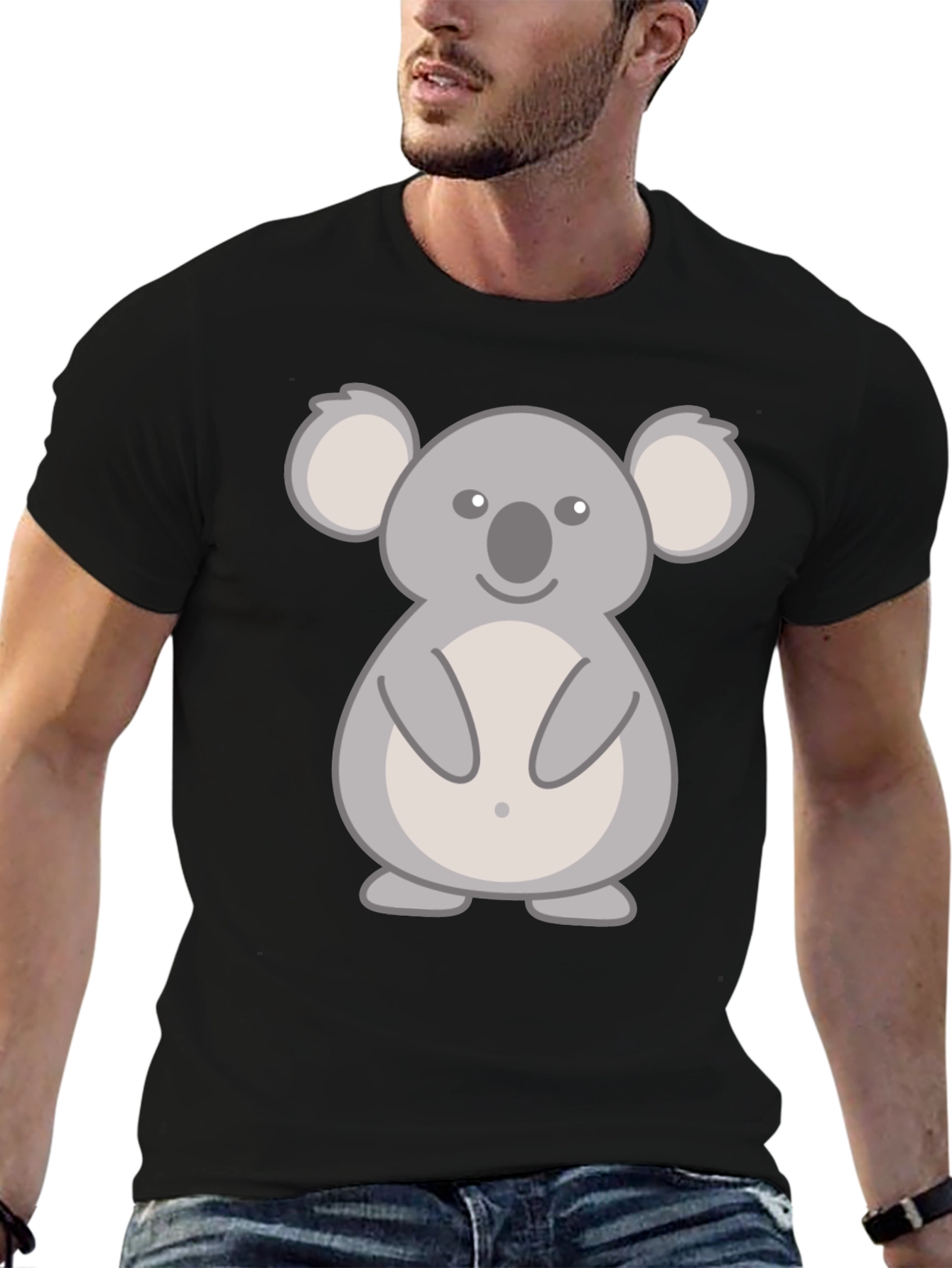 Cute Koala Graphic T-Shirt - Black Cotton Tee