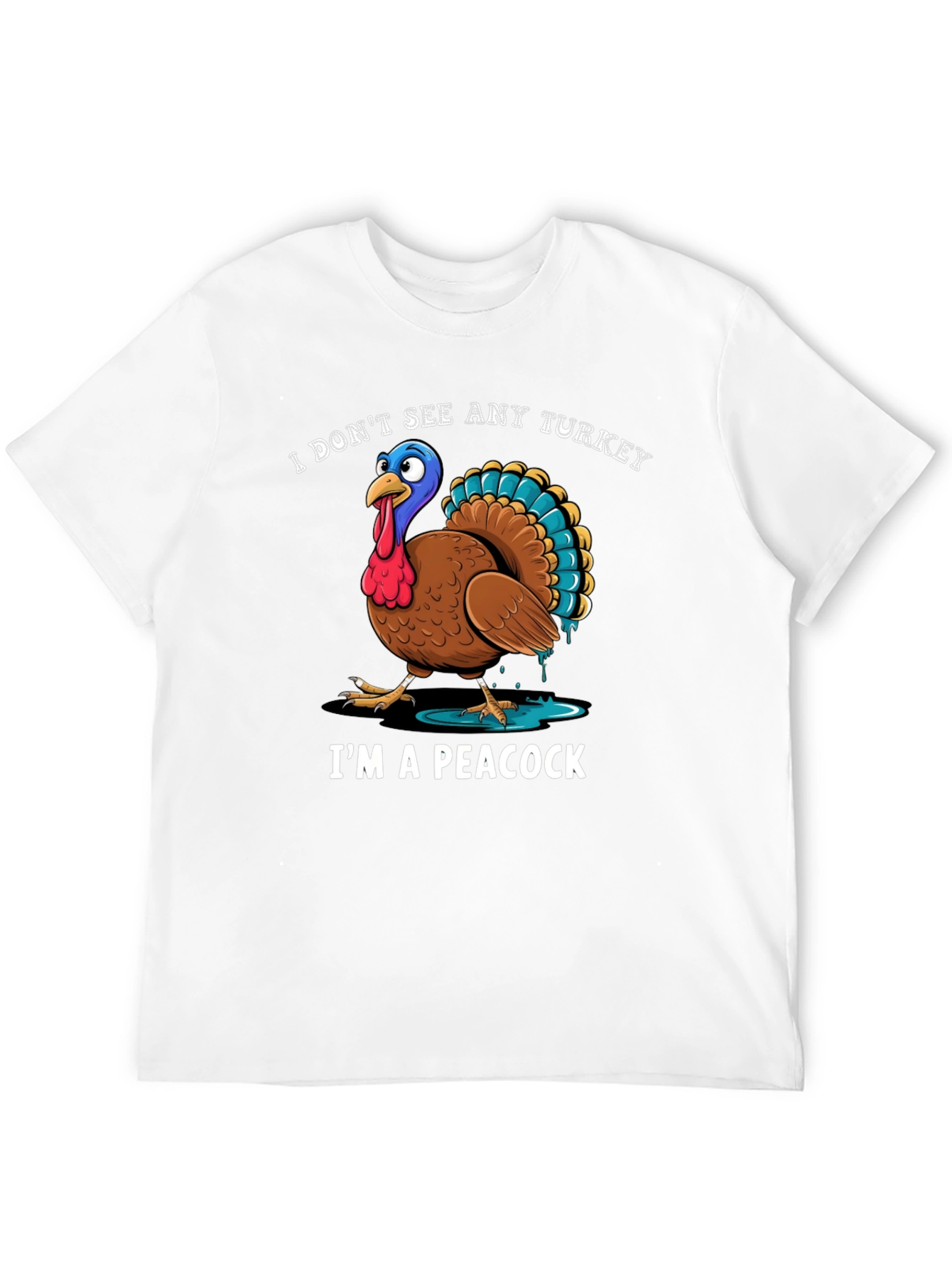 Funny Turkey Peacock Graphic T-Shirt