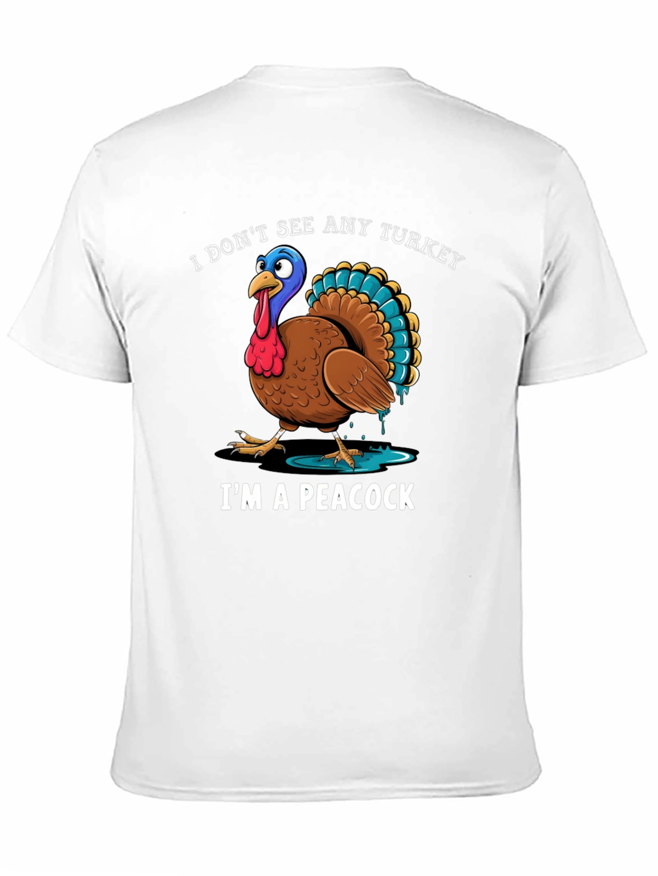 Funny Turkey Peacock Graphic T-Shirt