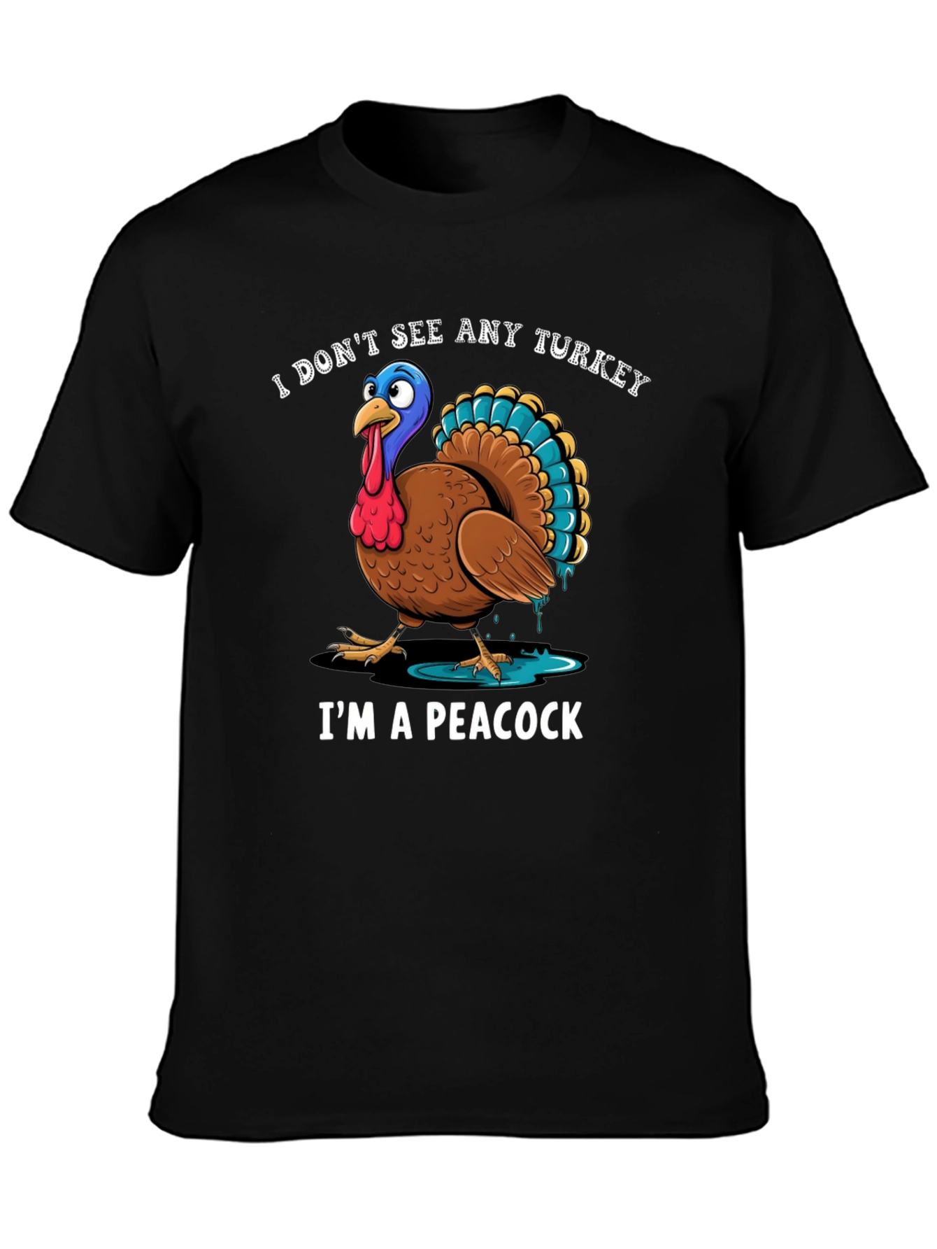Funny Turkey Peacock Graphic T-Shirt