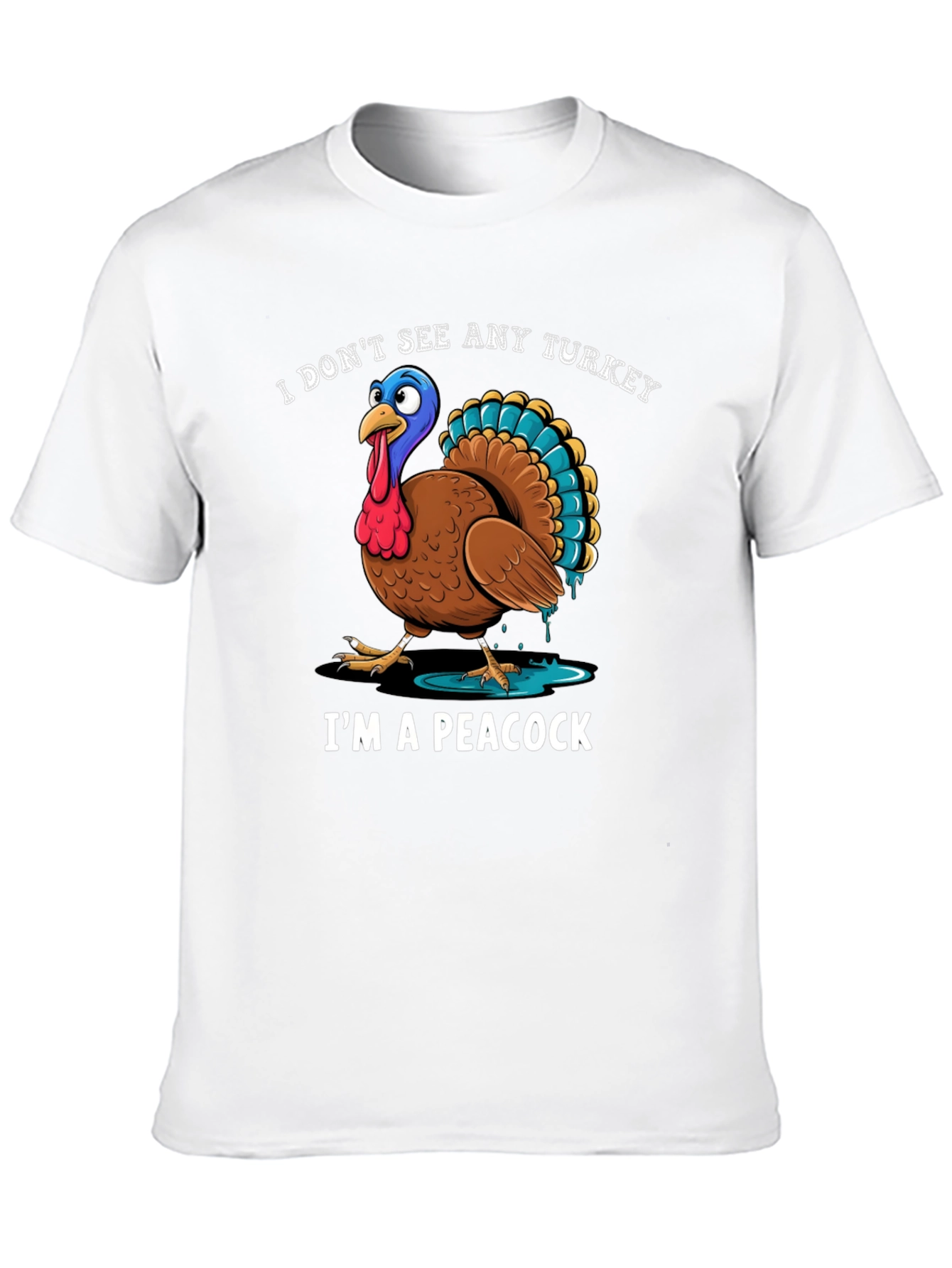 Funny Turkey Peacock Graphic T-Shirt