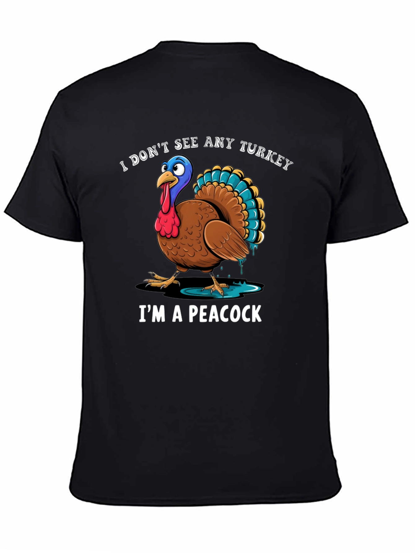 Funny Turkey Peacock Graphic T-Shirt