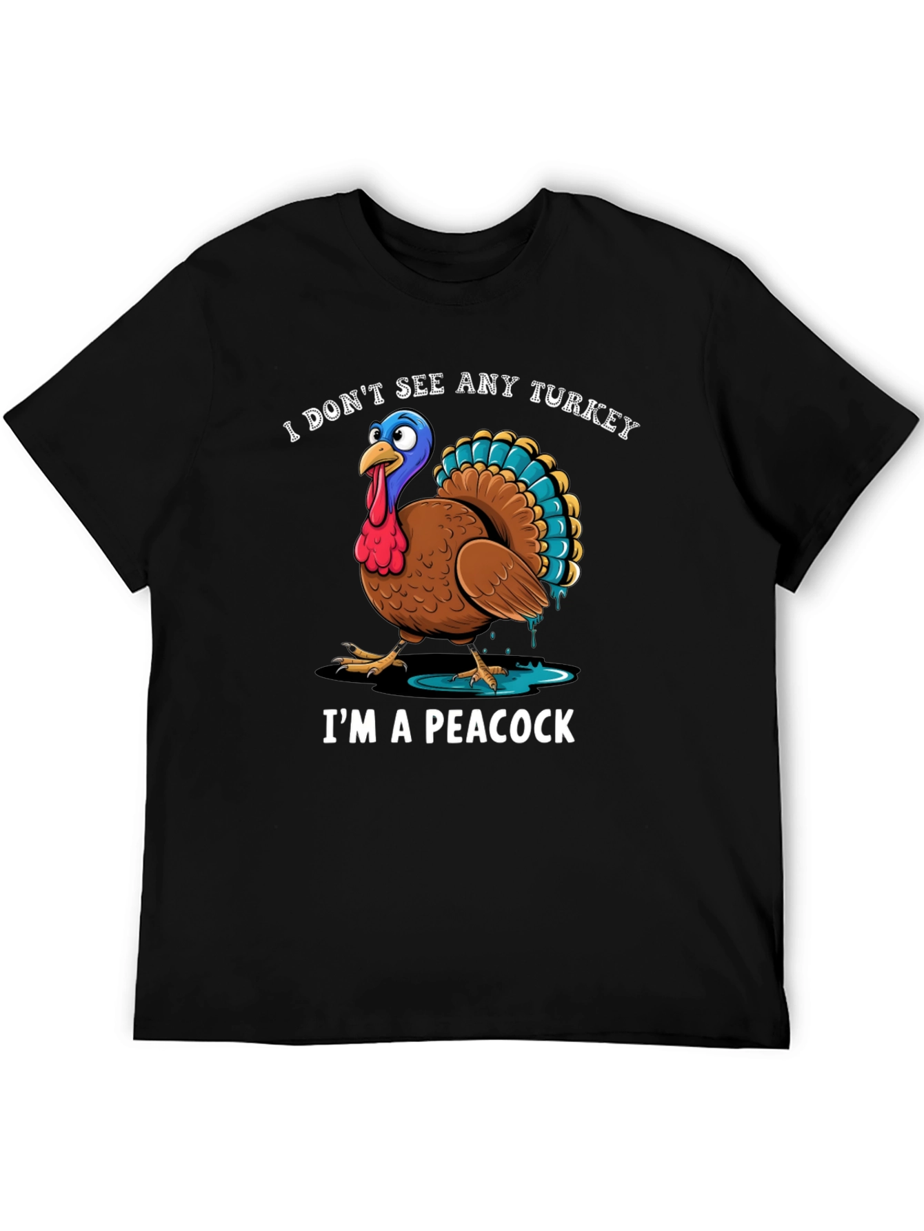 Funny Turkey Peacock Graphic T-Shirt