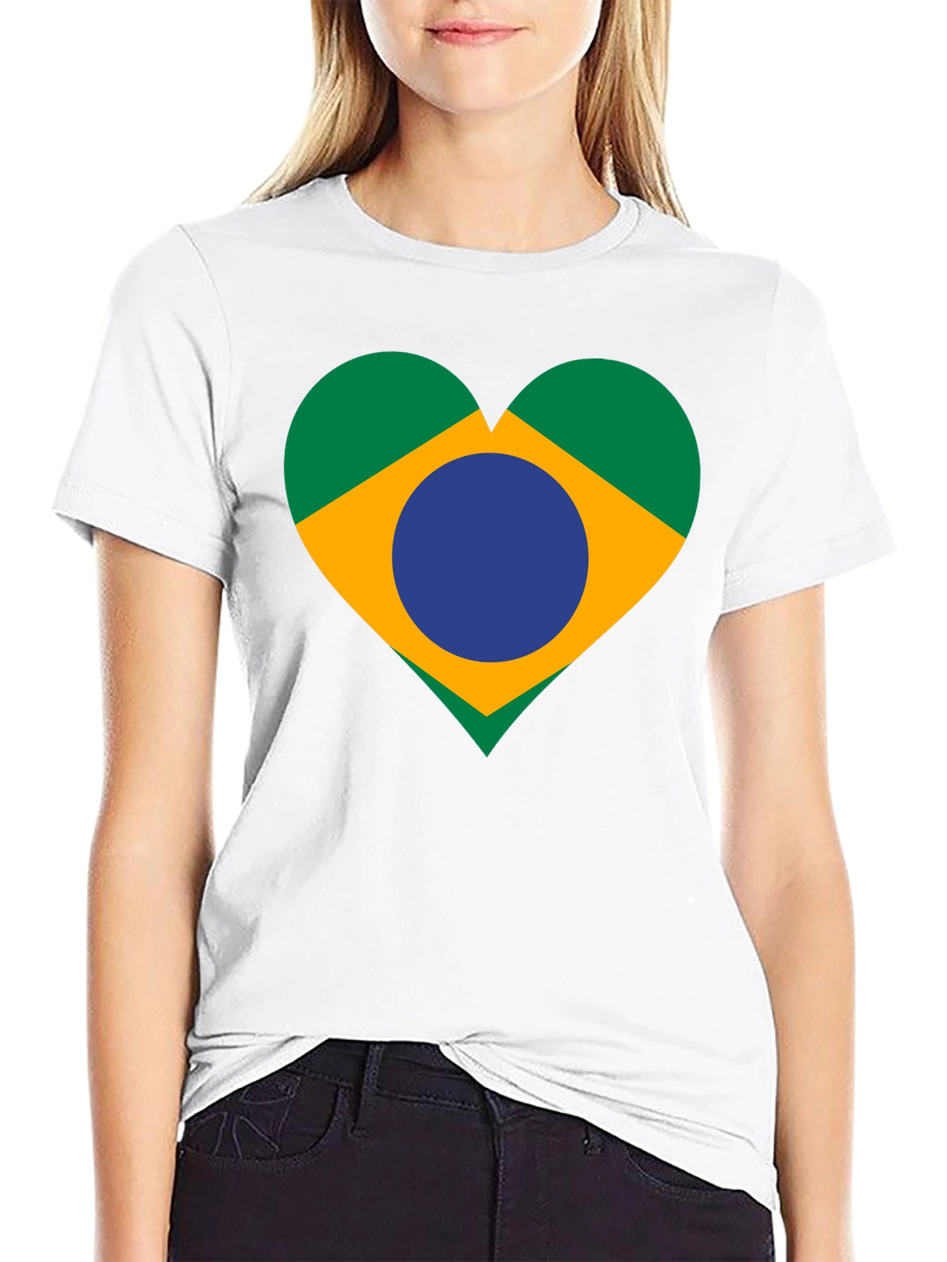 Brazil Flag Heart Graphic Tee - Black Unisex T-Shirt